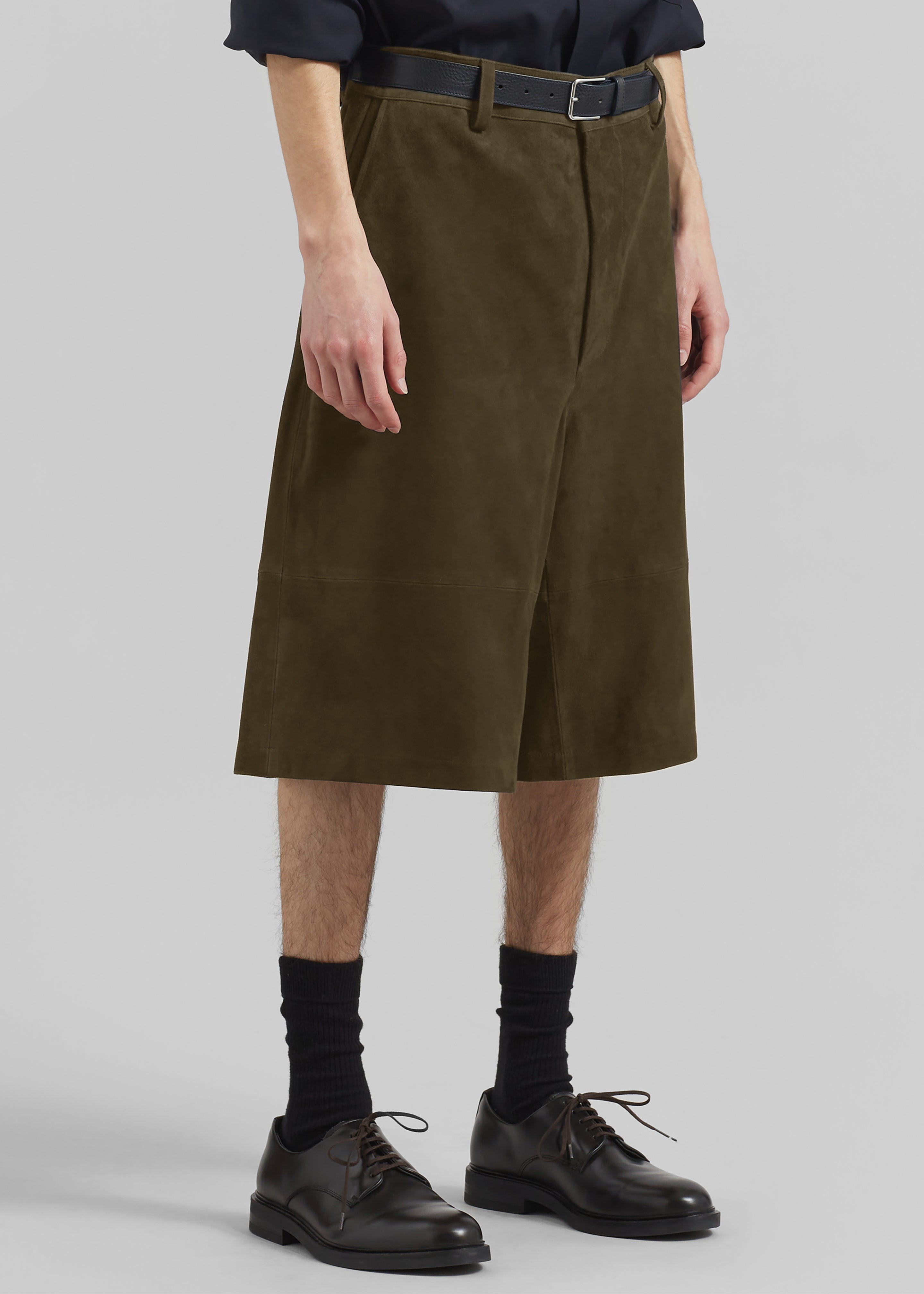 Radlett Suede Bermuda Shorts - Khaki - 4