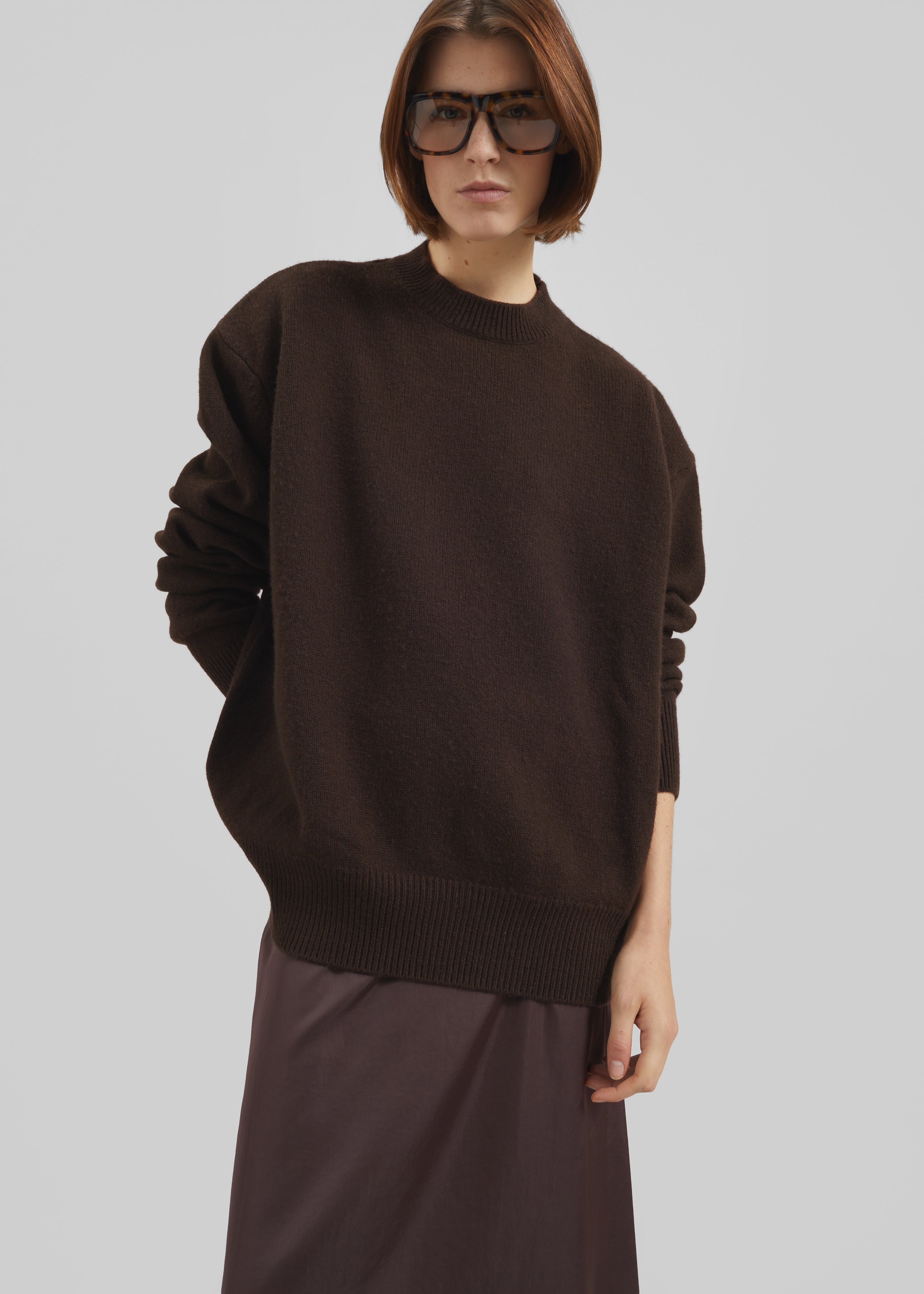 Rafaela Padded Knit Sweater - Dark Brown - 3