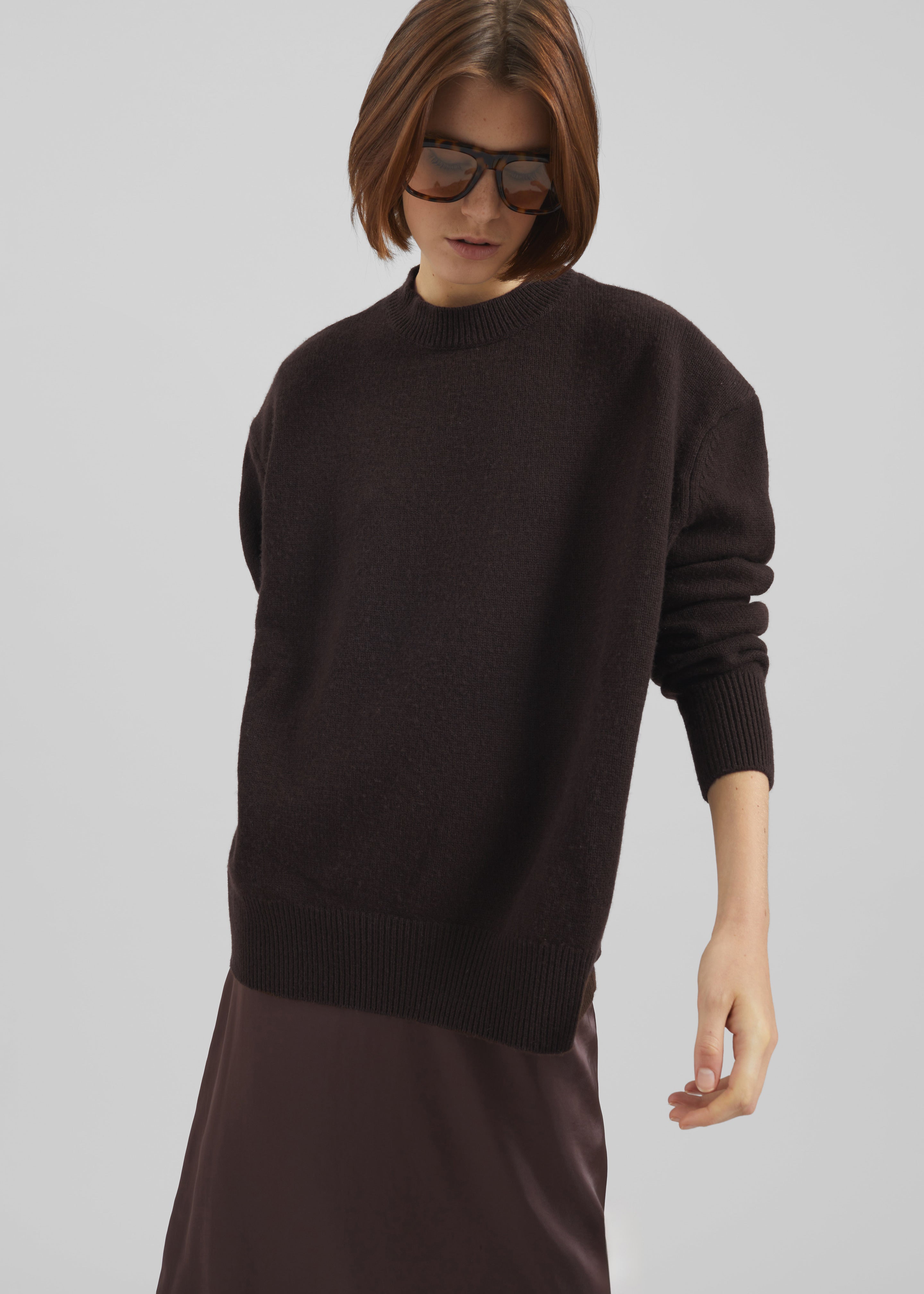 Rafaela Padded Knit Sweater - Dark Brown - 2