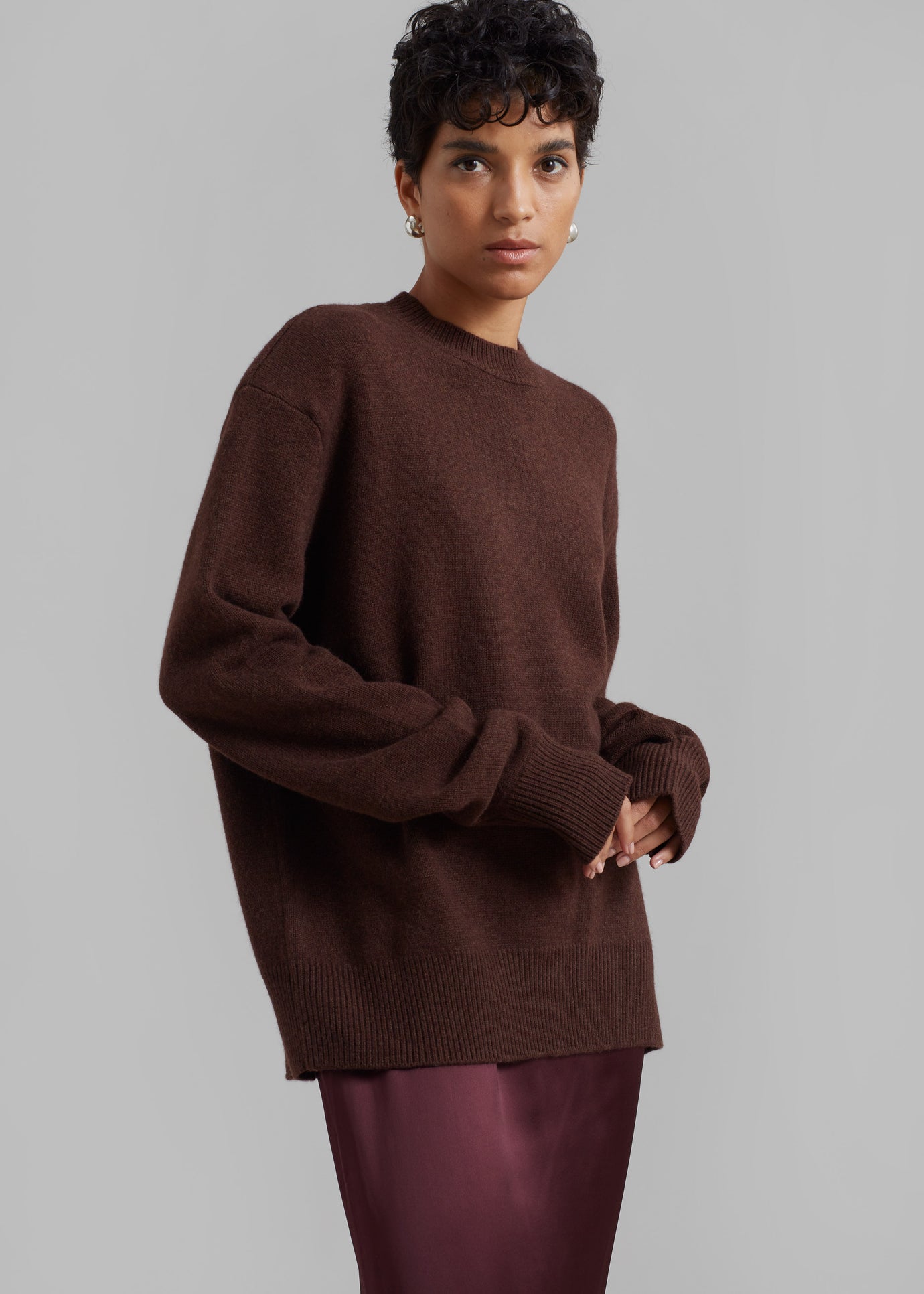 Rafaela Padded Knit Sweater - Brown