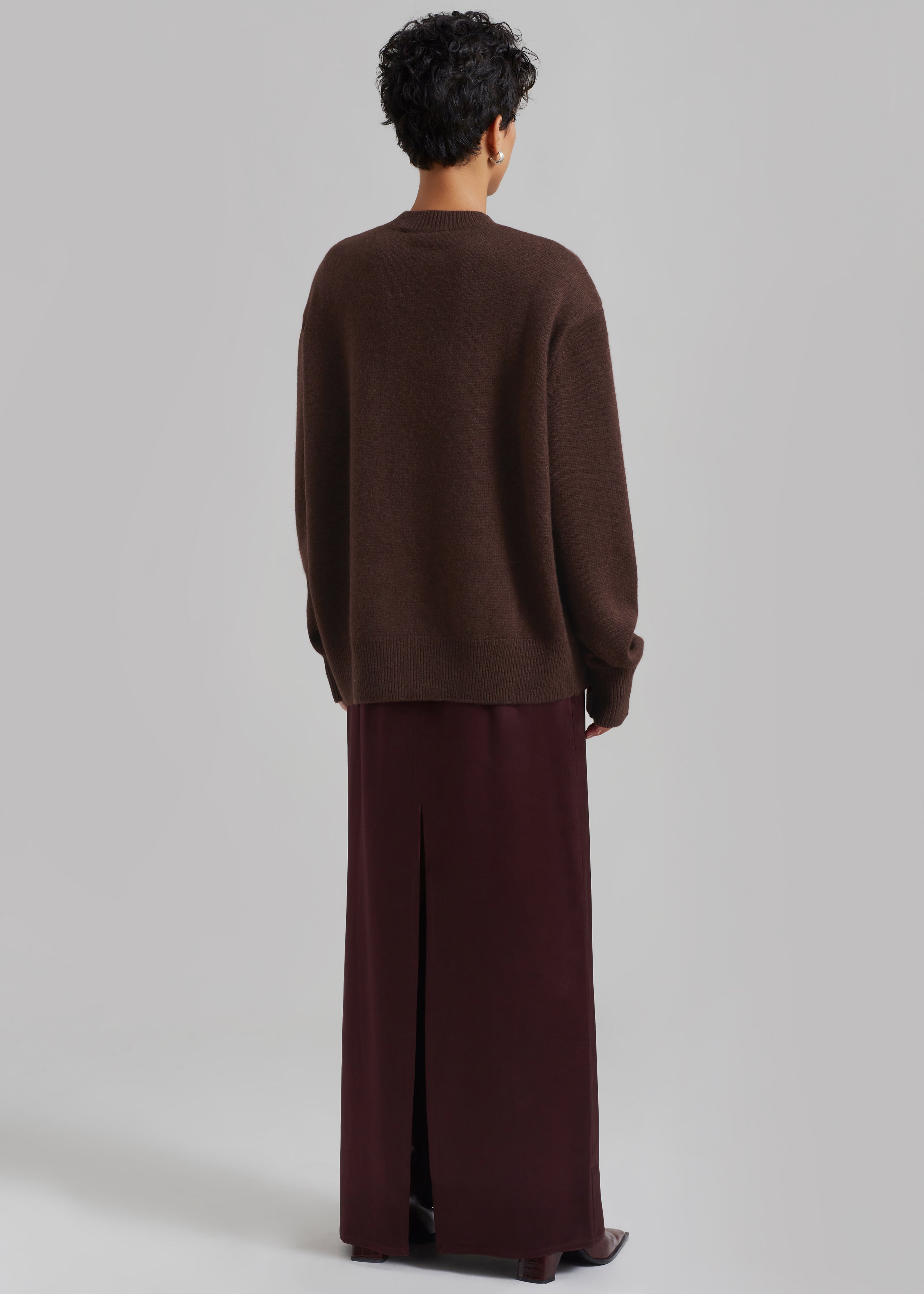Rafaela Padded Knit Sweater - Dark Brown - 4