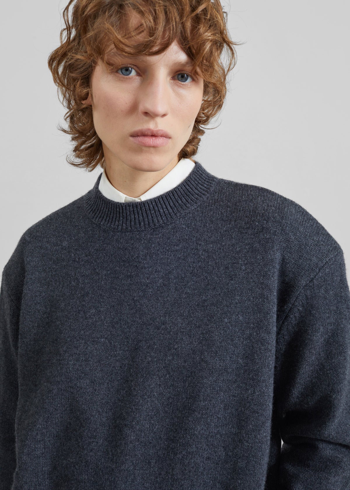 Rafaela Padded Knit Sweater - Dark Grey Melange