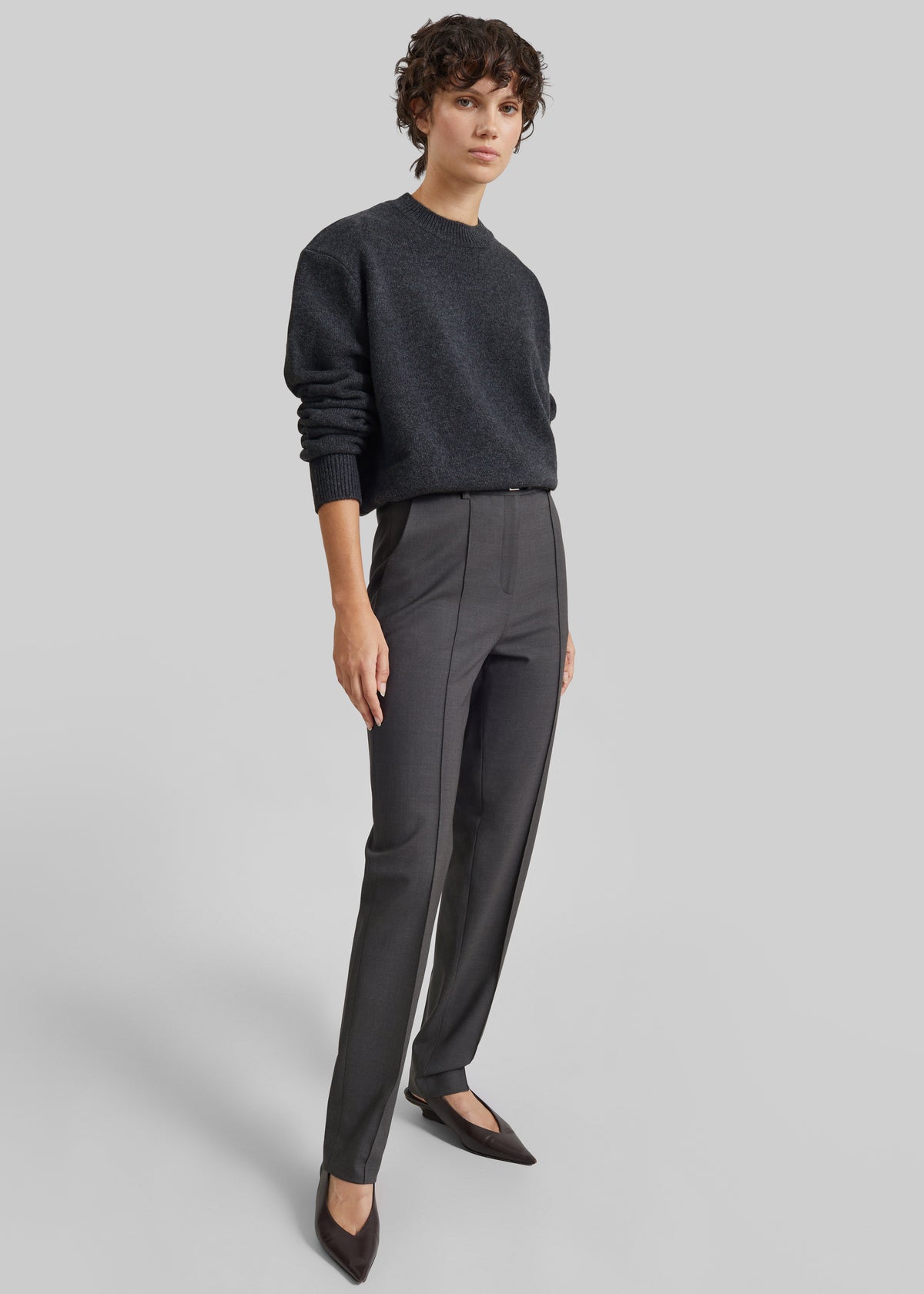 Maglione Rafaela in maglia con spalle imbottite - Grigio scuro mélange