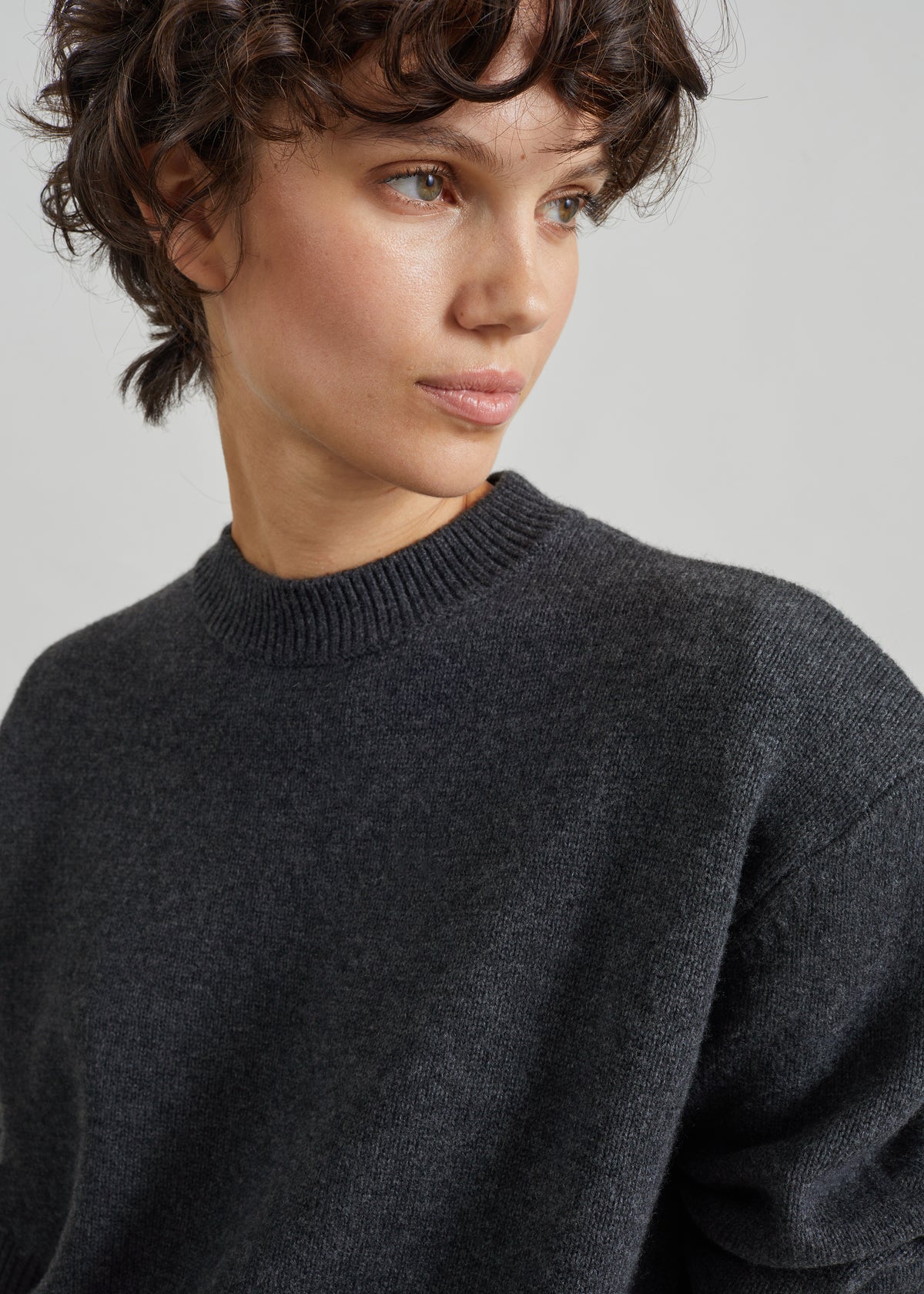 Maglione Rafaela in maglia con spalle imbottite - Grigio scuro mélange