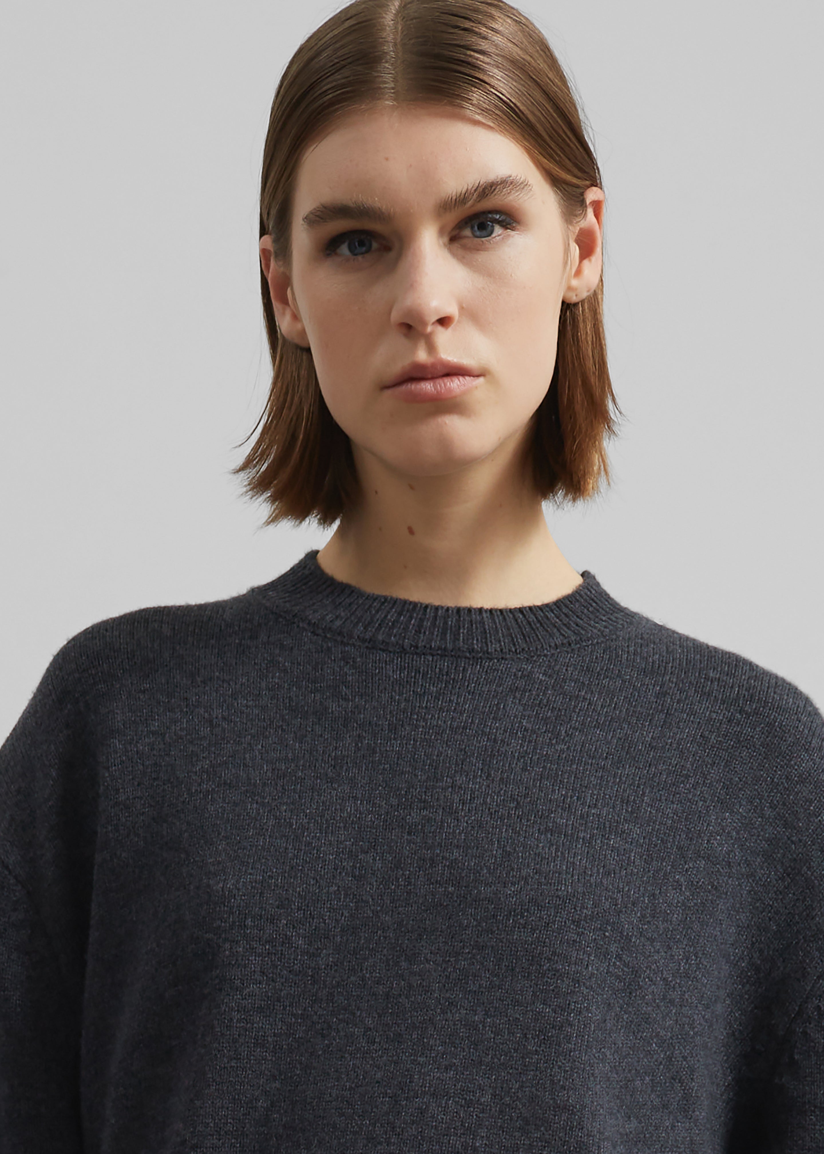 Rafaela Padded Knit Sweater - Dark Grey Melange - 3