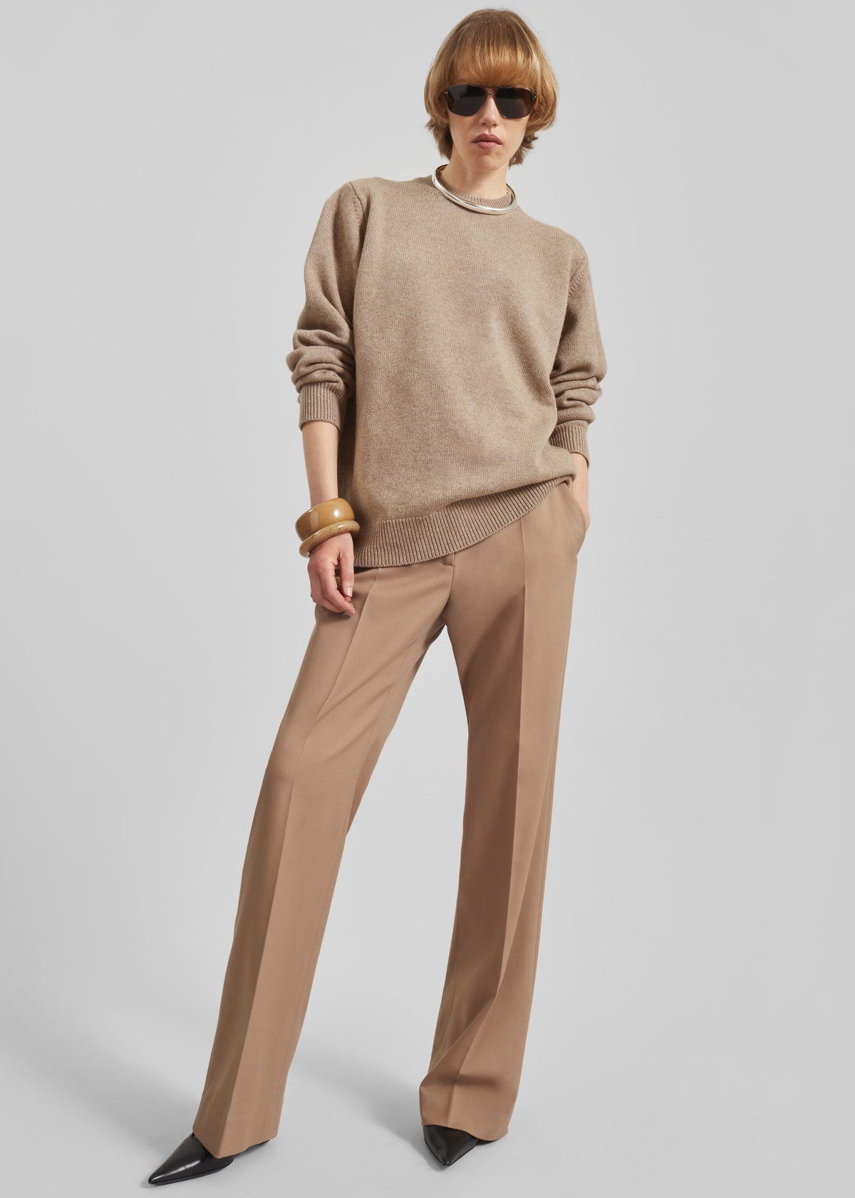 Rafaela Padded Knit Sweater - Taupe - 8