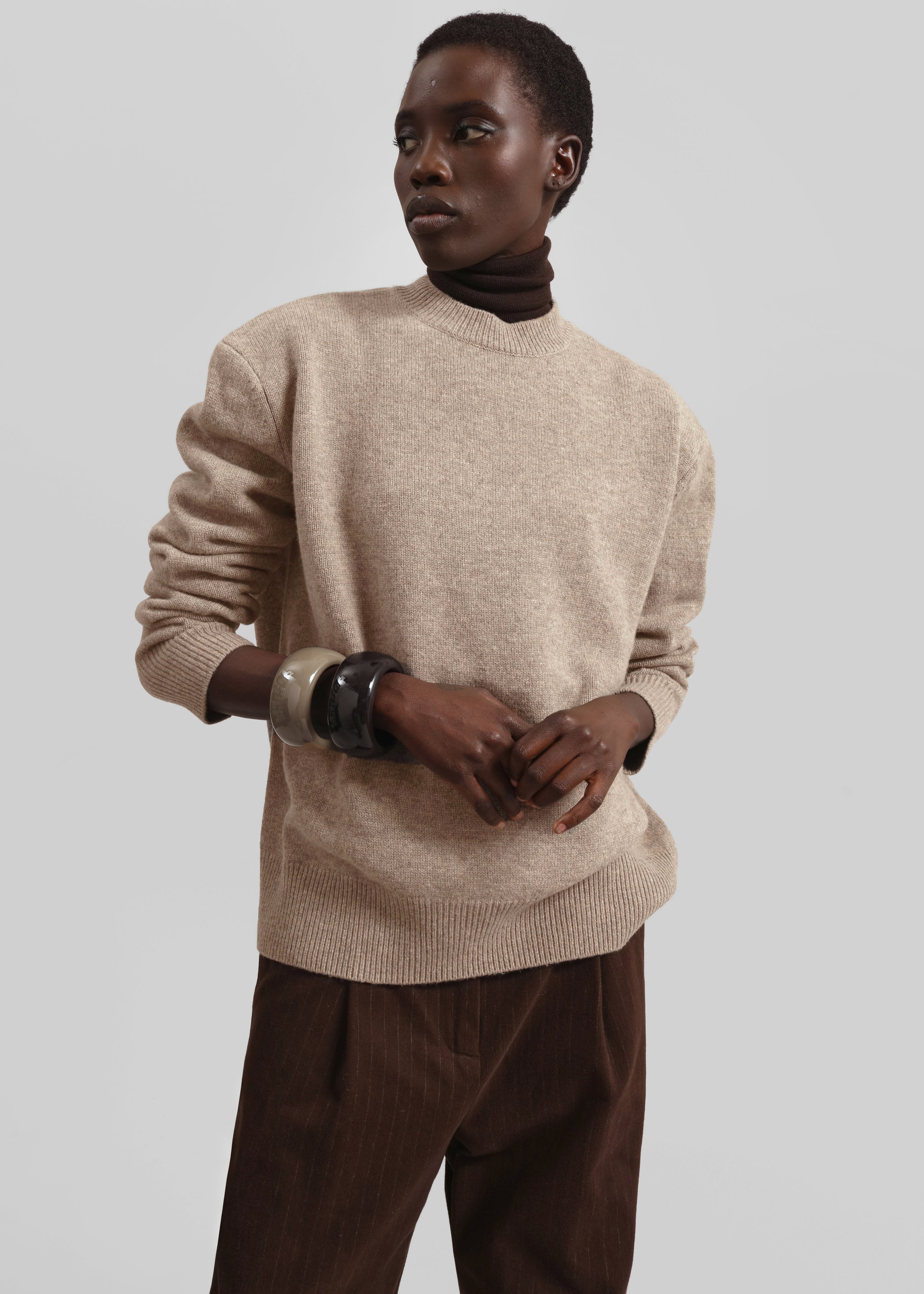 Rafaela Padded Knit Sweater - Taupe - 7