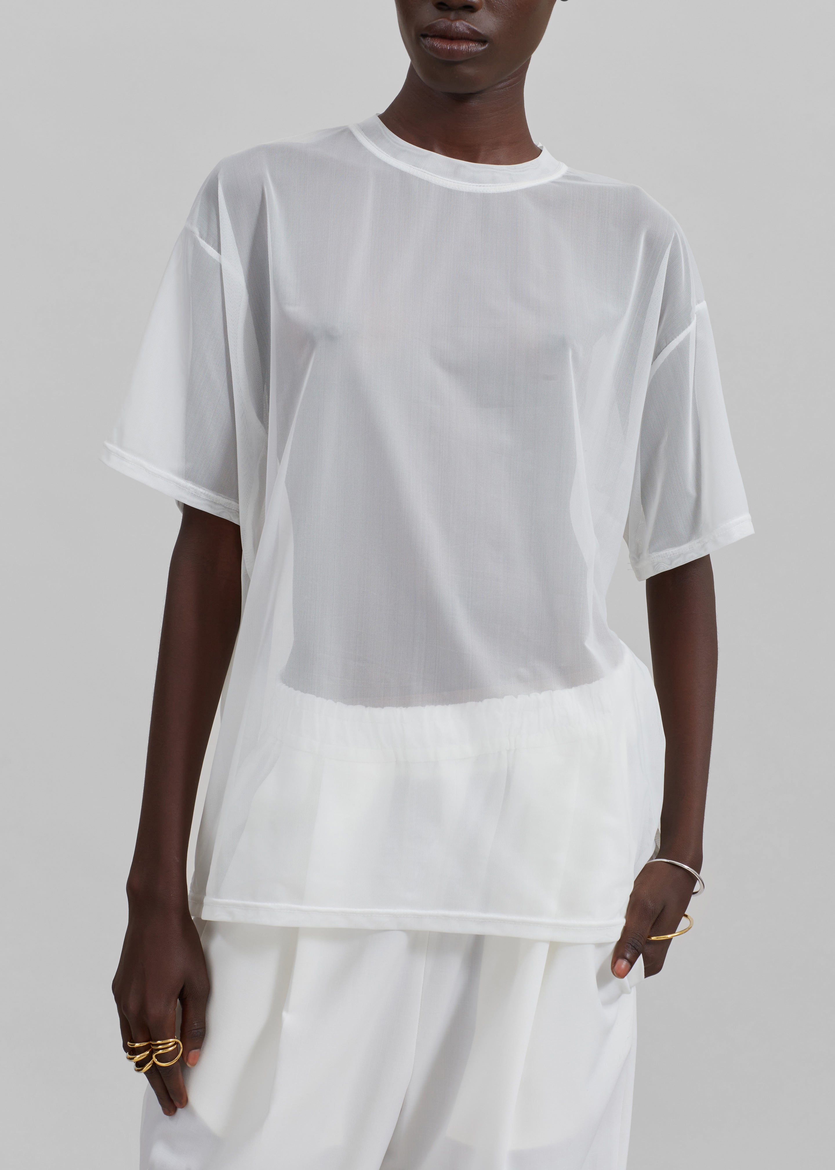 Ramy Mesh Tee - White - 4