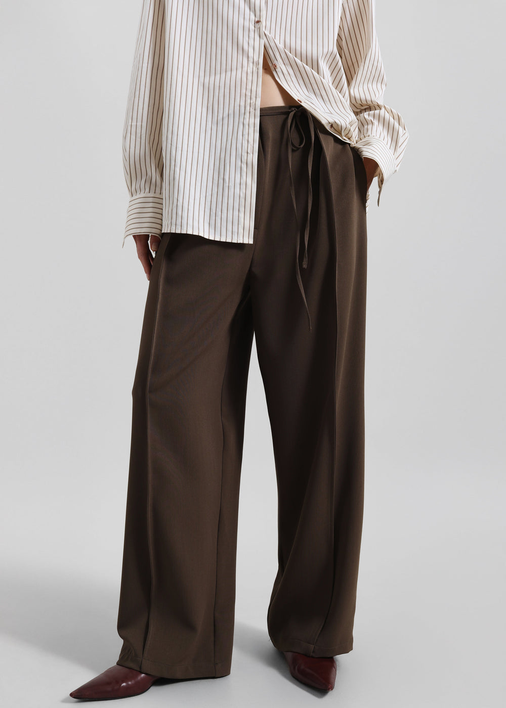 Ravell Pleated Trousers - Brown - 1