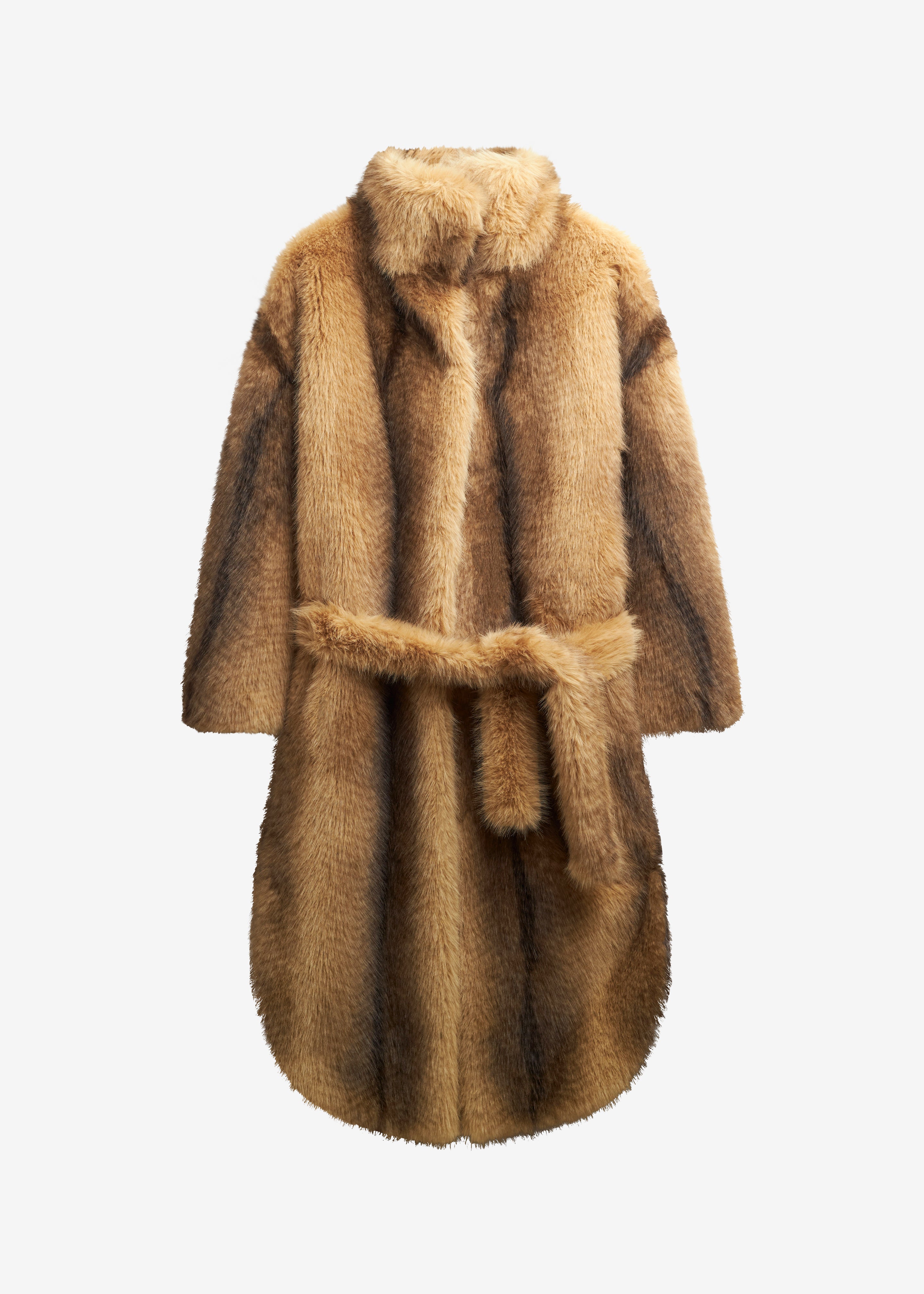 Ravello Faux Fur Robe Coat - Camel - 11