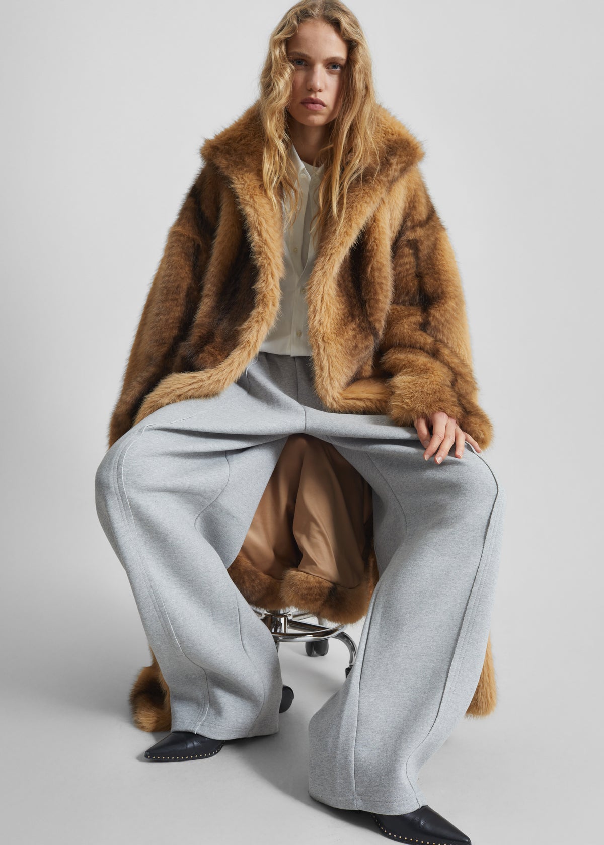 Ravello Faux Fur Robe Coat - Camel - 9