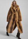 Manteau peignoir Ravello en fausse fourrure - Beige/marron