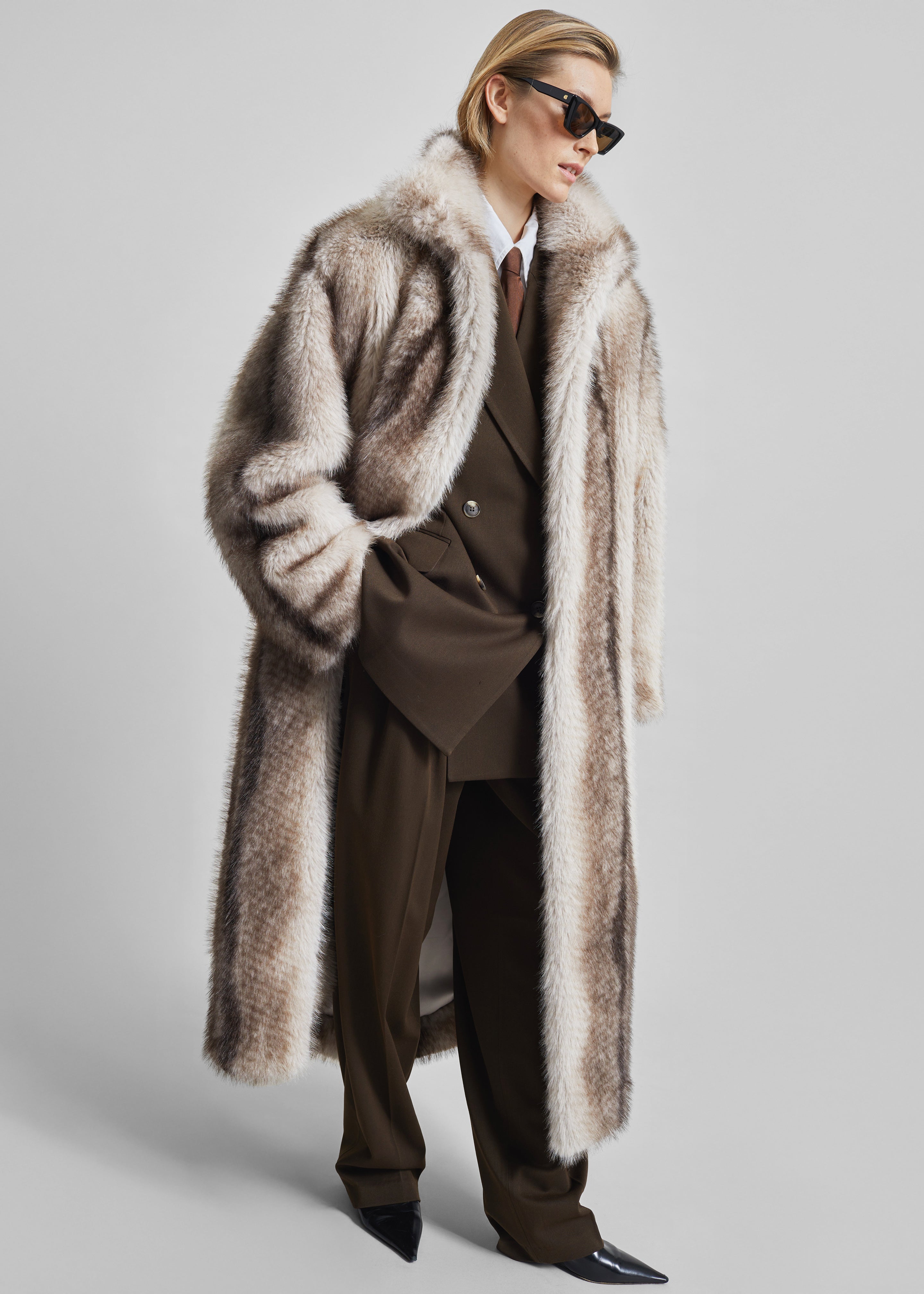 Ravello Faux Fur Robe Coat - Grey - 3