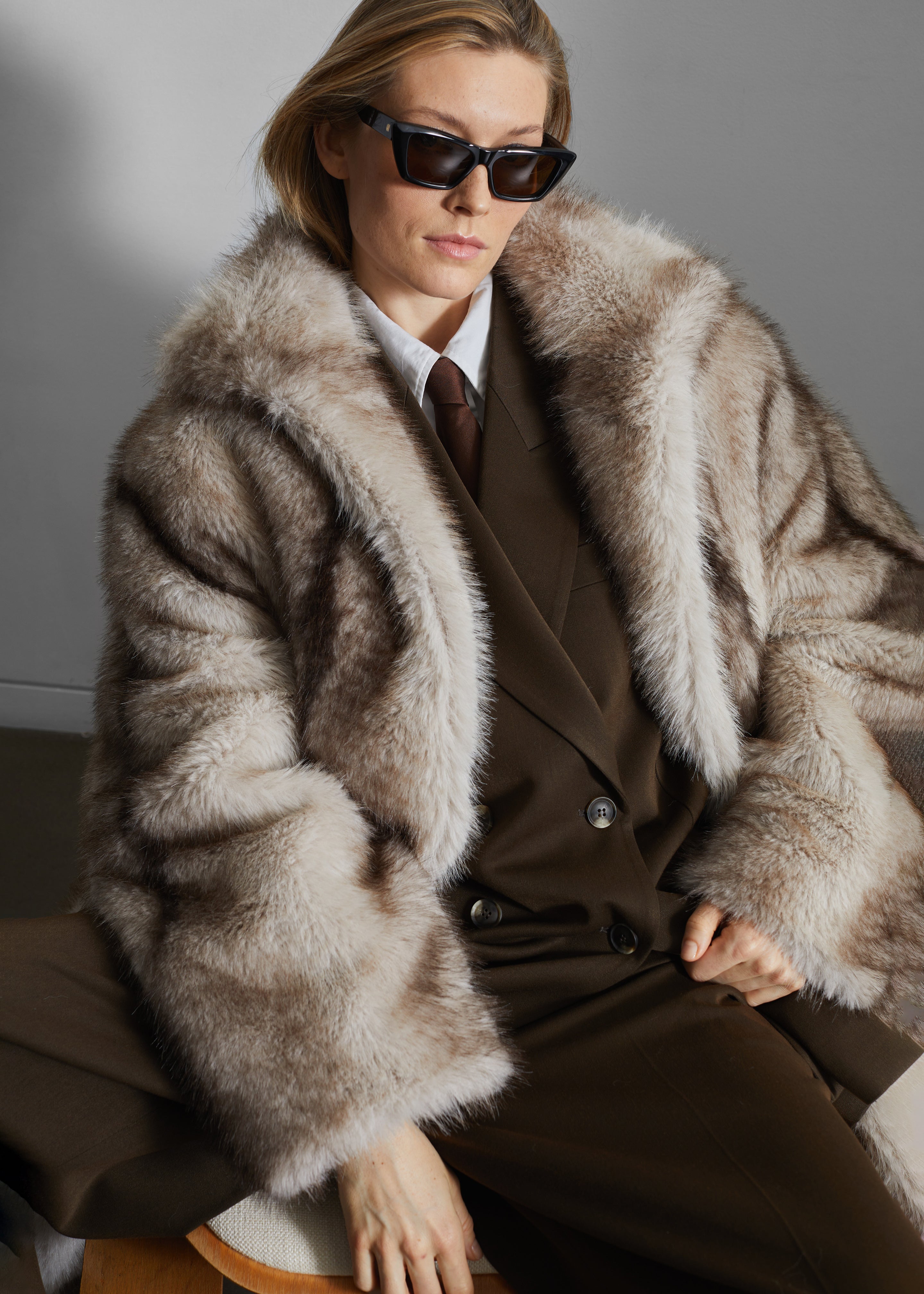 Ravello Faux Fur Robe Coat - Grey - 9