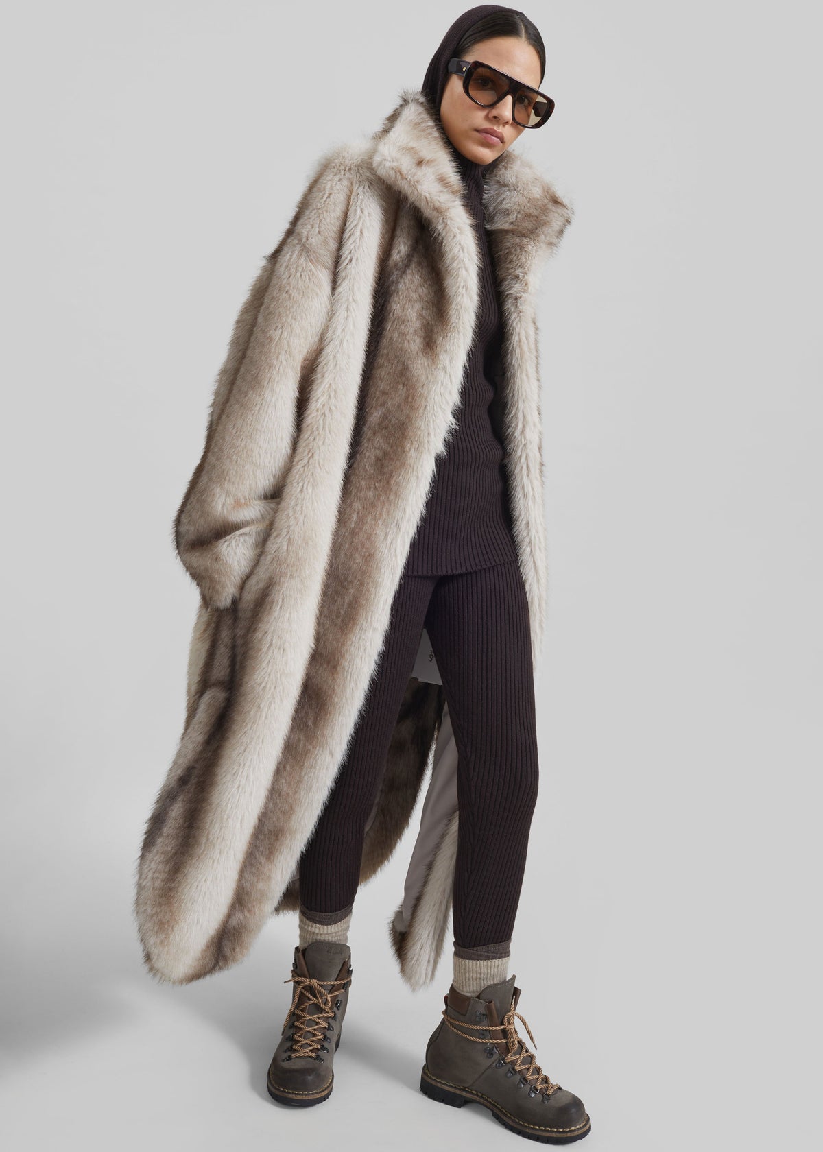 Ravello Faux Fur Robe Coat - Grey - 5