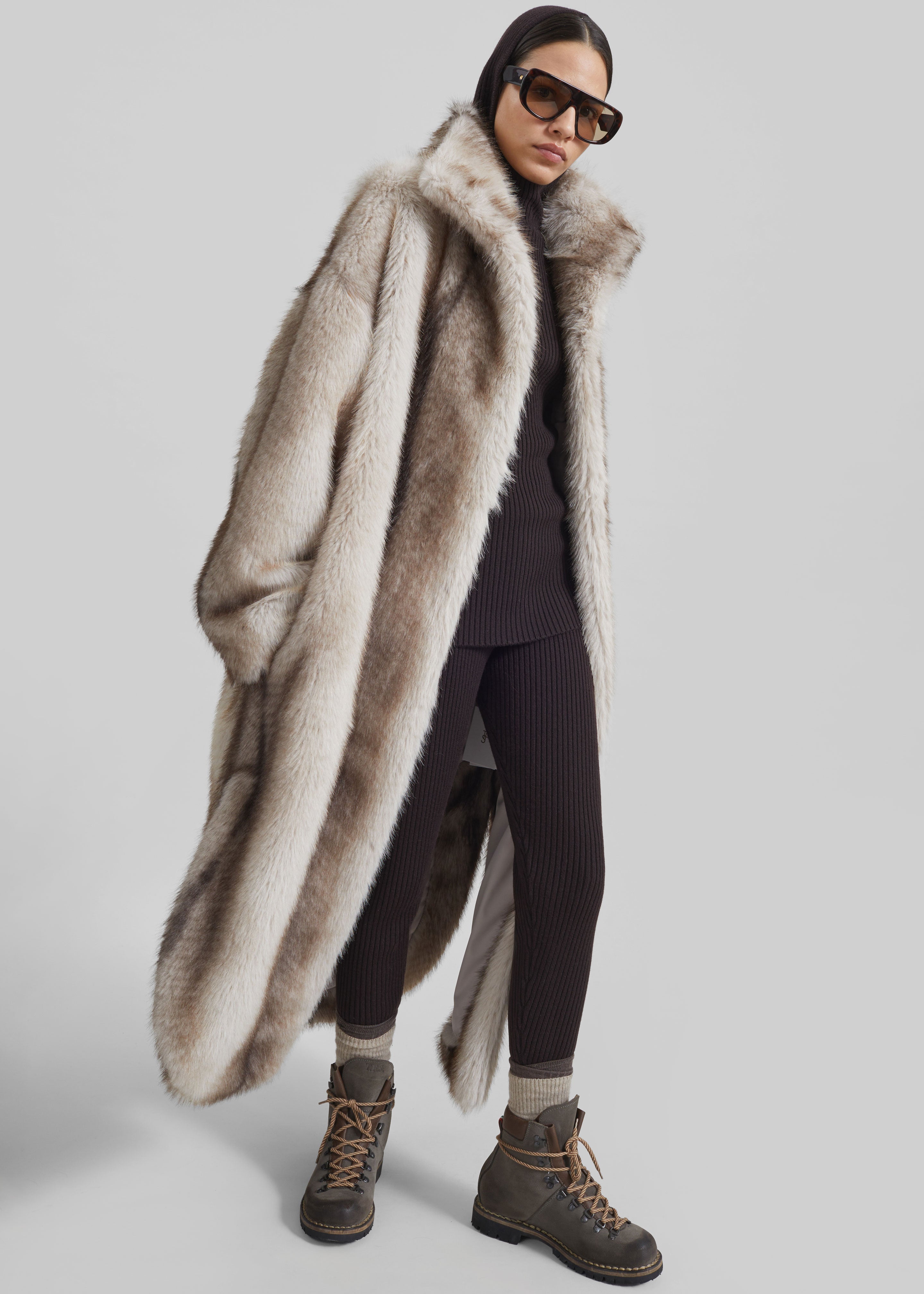 Ravello Faux Fur Robe Coat - Grey - 5