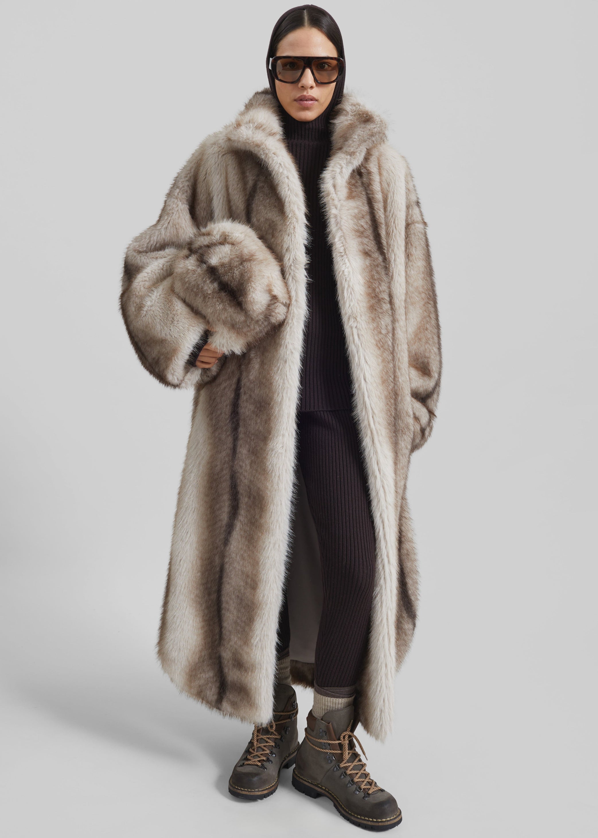 Shop the look image for Ravello Faux Fur Robe Coat - Grey
