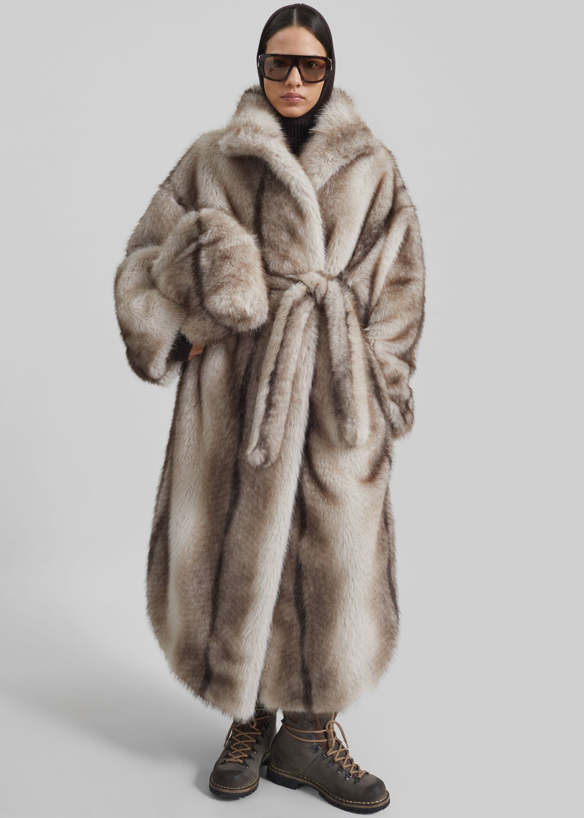 Ravello Faux Fur Robe Coat - Grey - 8