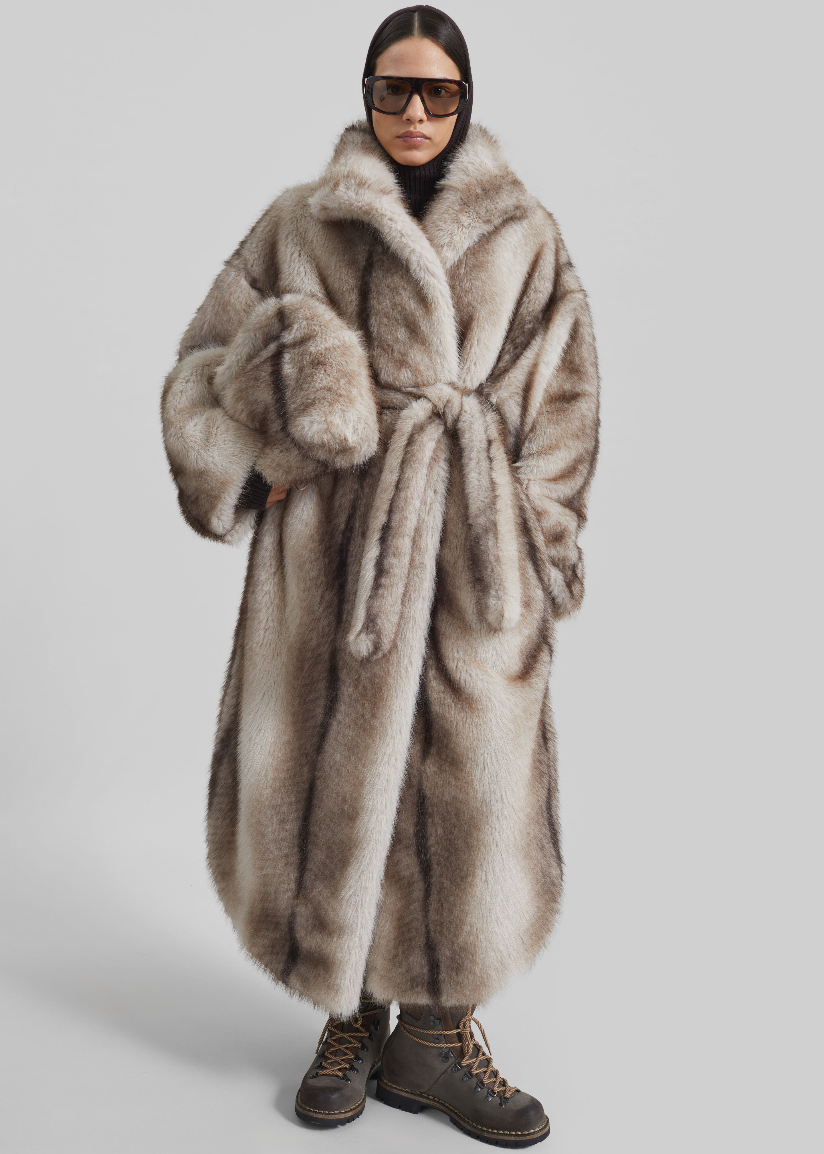 Ravello Faux Fur Robe Coat - Grey - 8