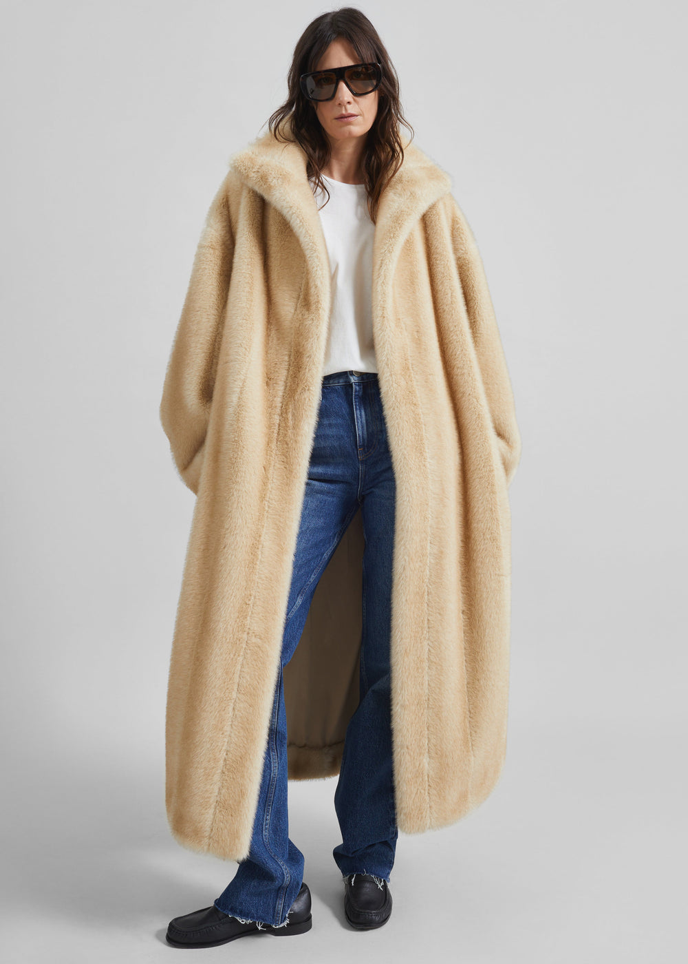 Ravello Faux Fur Robe Coat - Beige - 1