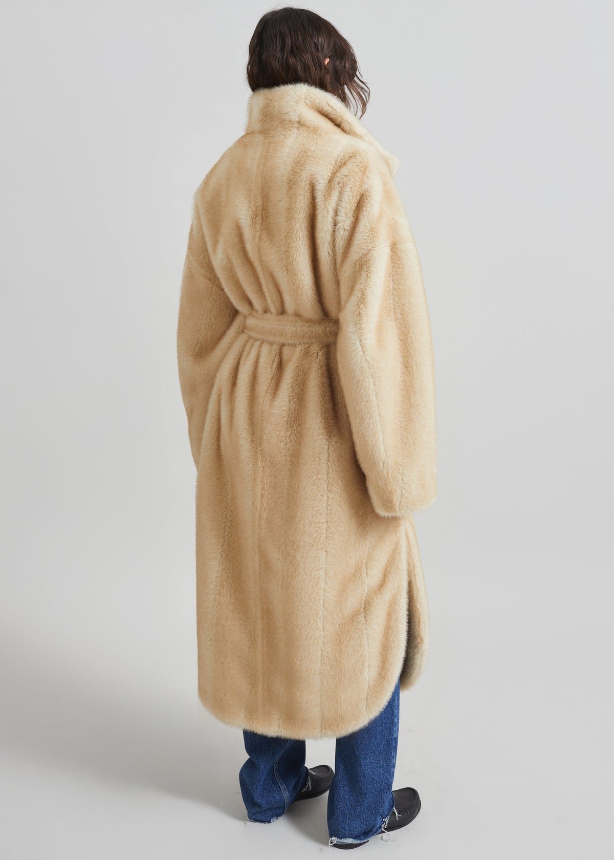 Cappotto a vestaglia Ravello in pelliccia sintetica - Beige