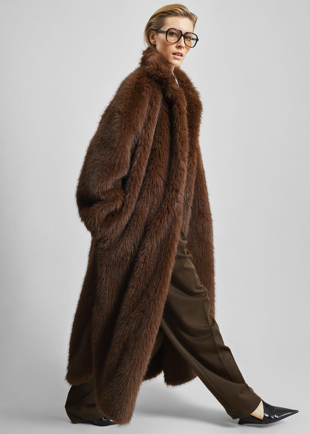 Ravello Faux Fur Robe Coat - Brown