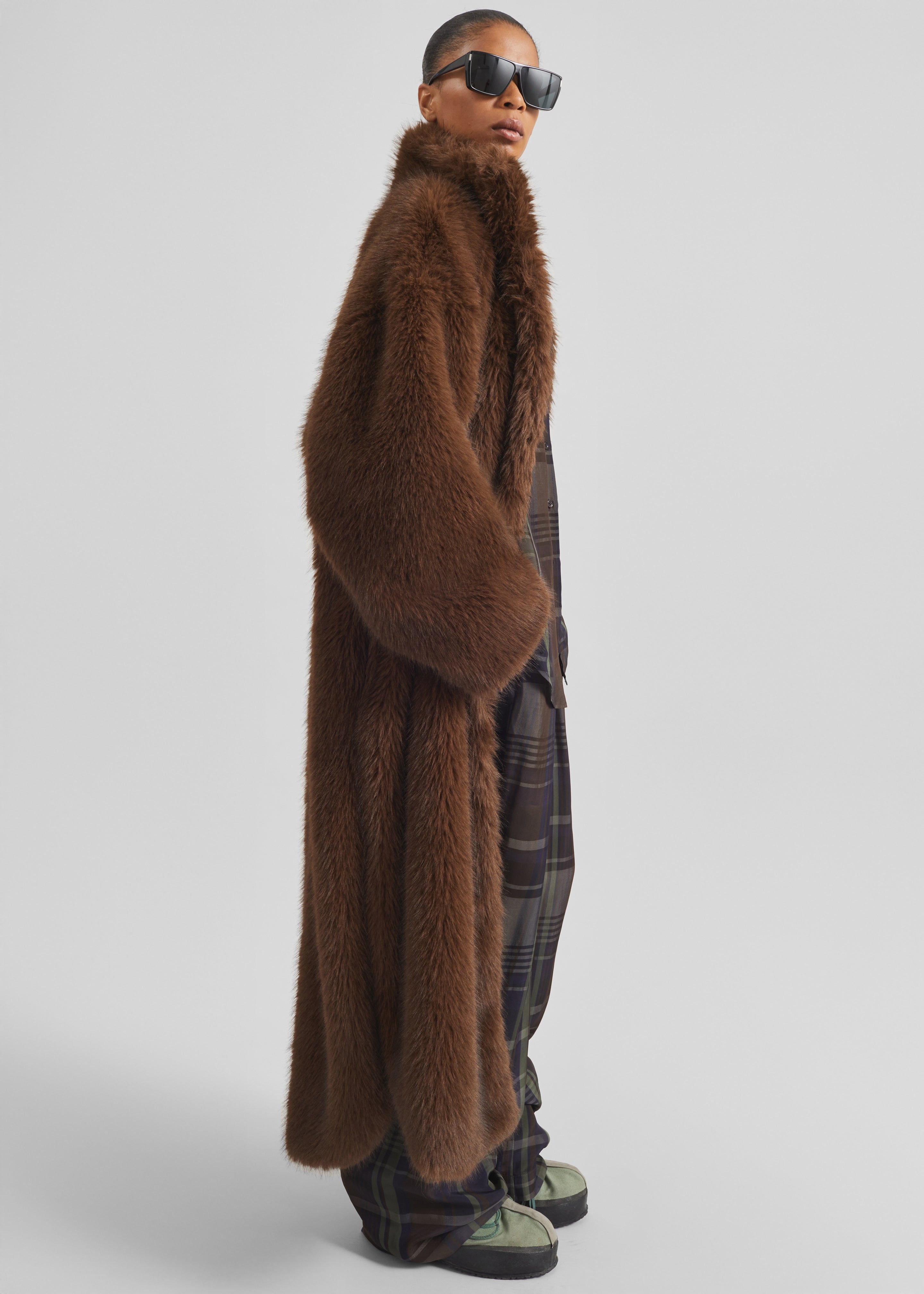 Ravello Faux Fur Robe Coat - Brown - 3
