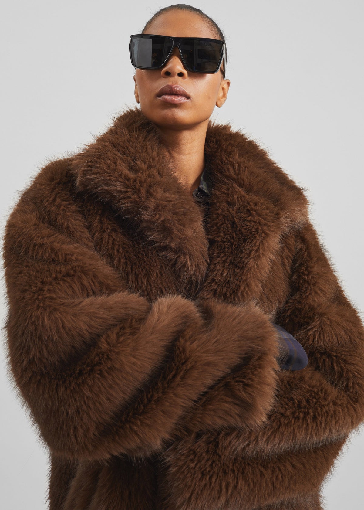 Ravello Faux Fur Robe Coat - Brown - 4
