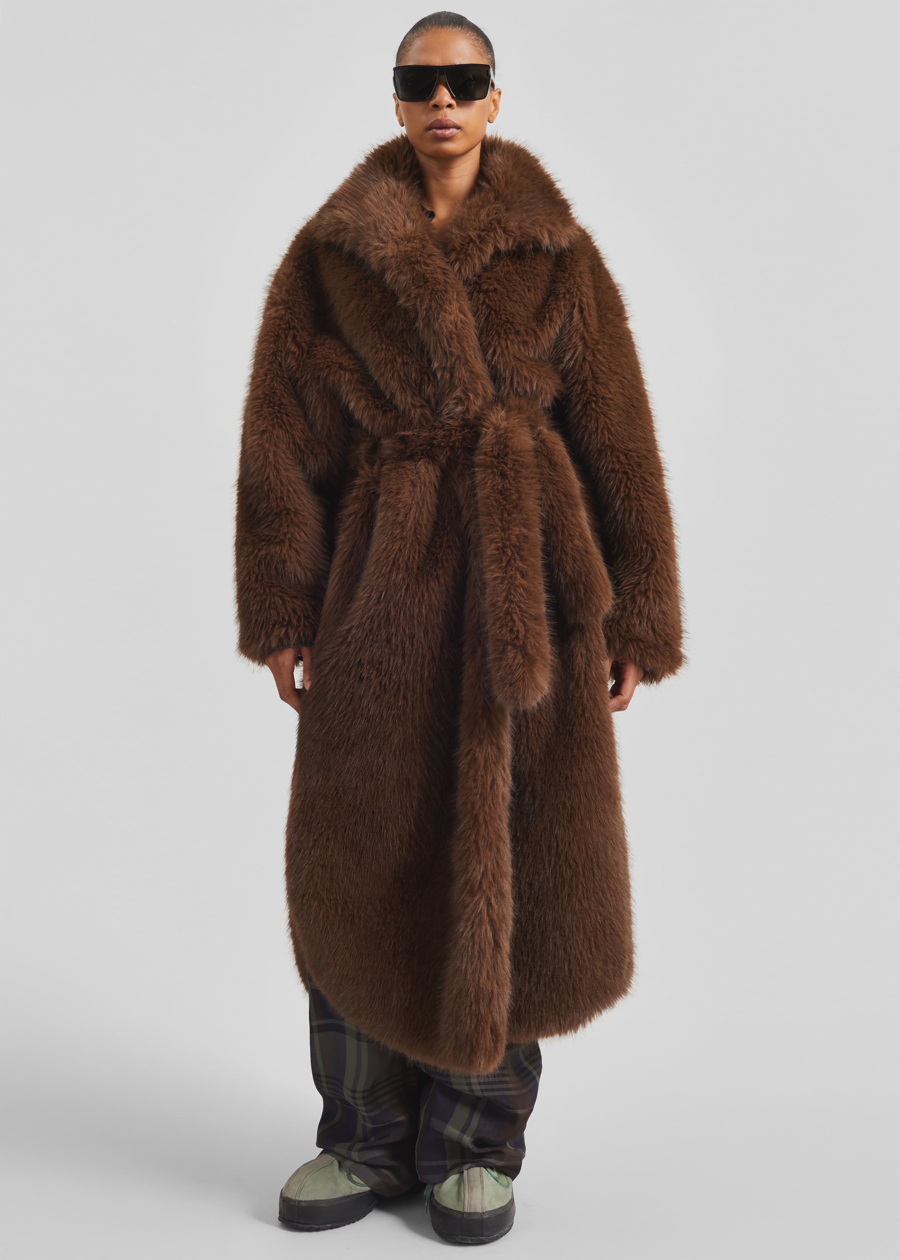 Ravello Faux Fur Robe Coat - Brown - 1