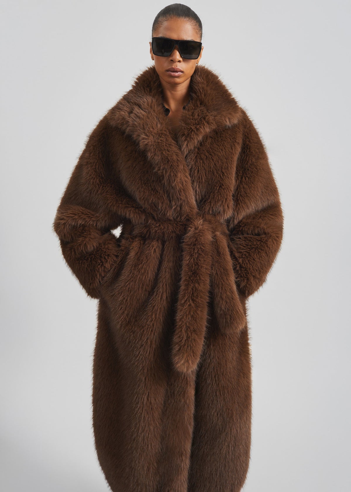 Ravello Faux Fur Robe Coat - Brown - 5