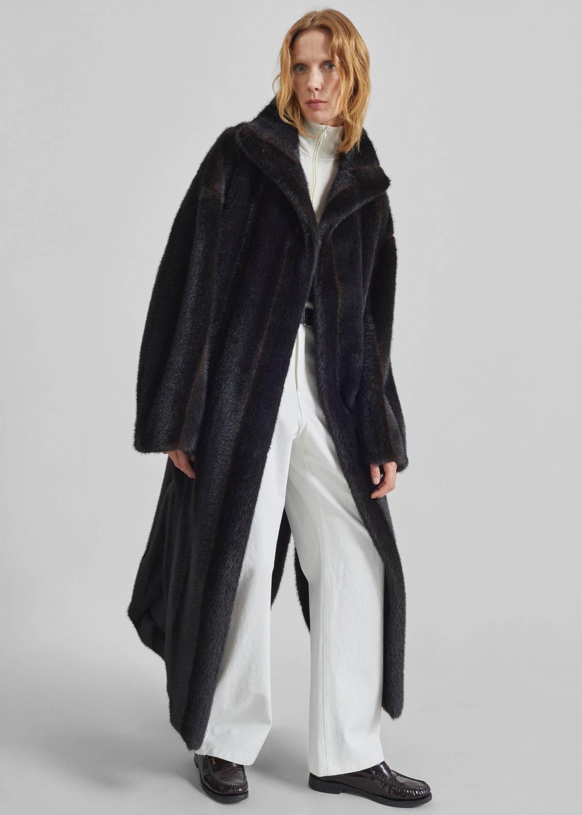 Cappotto a vestaglia Ravello in pelliccia sintetica - Marrone scuro