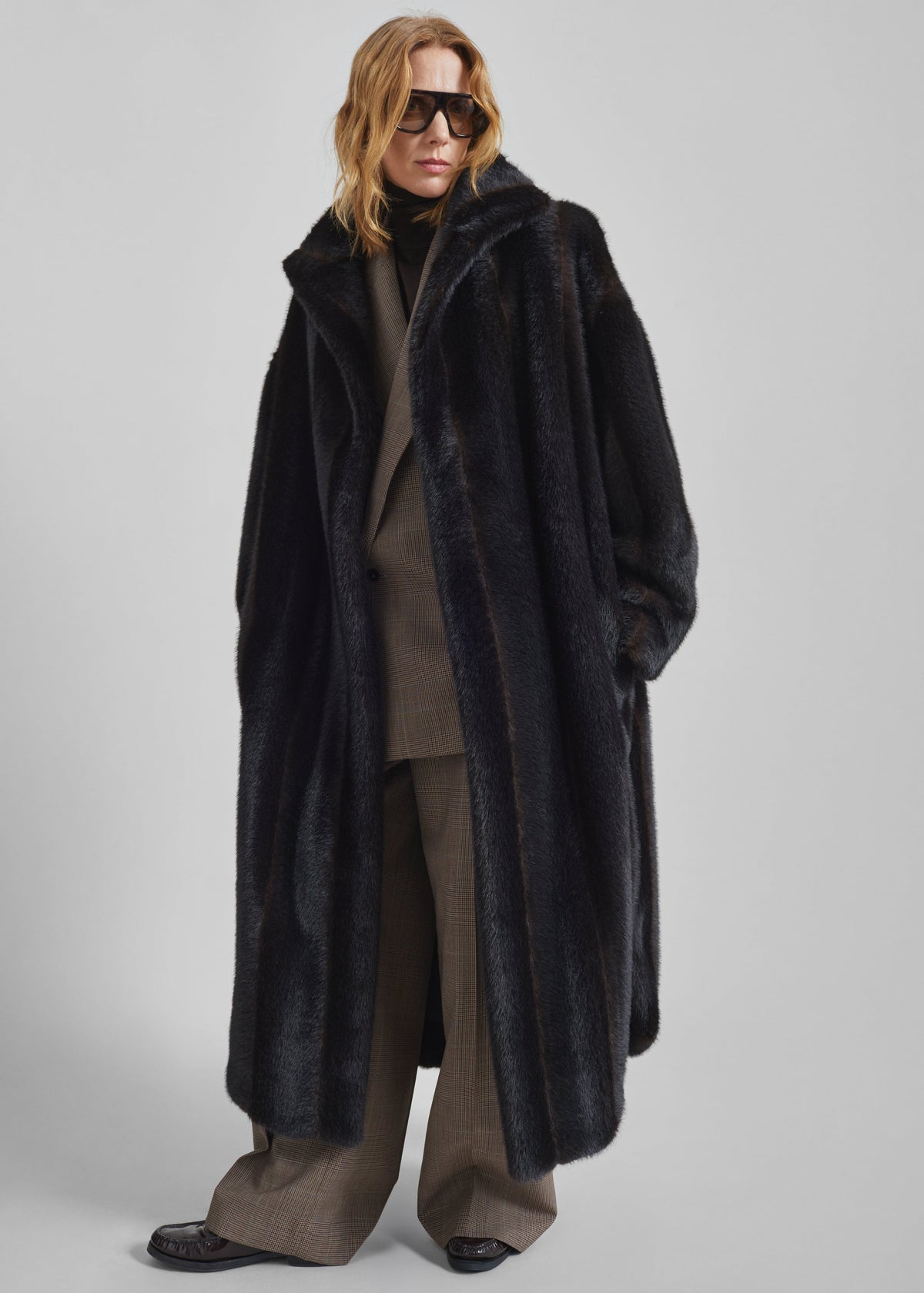Cappotto a vestaglia Ravello in pelliccia sintetica - Marrone scuro