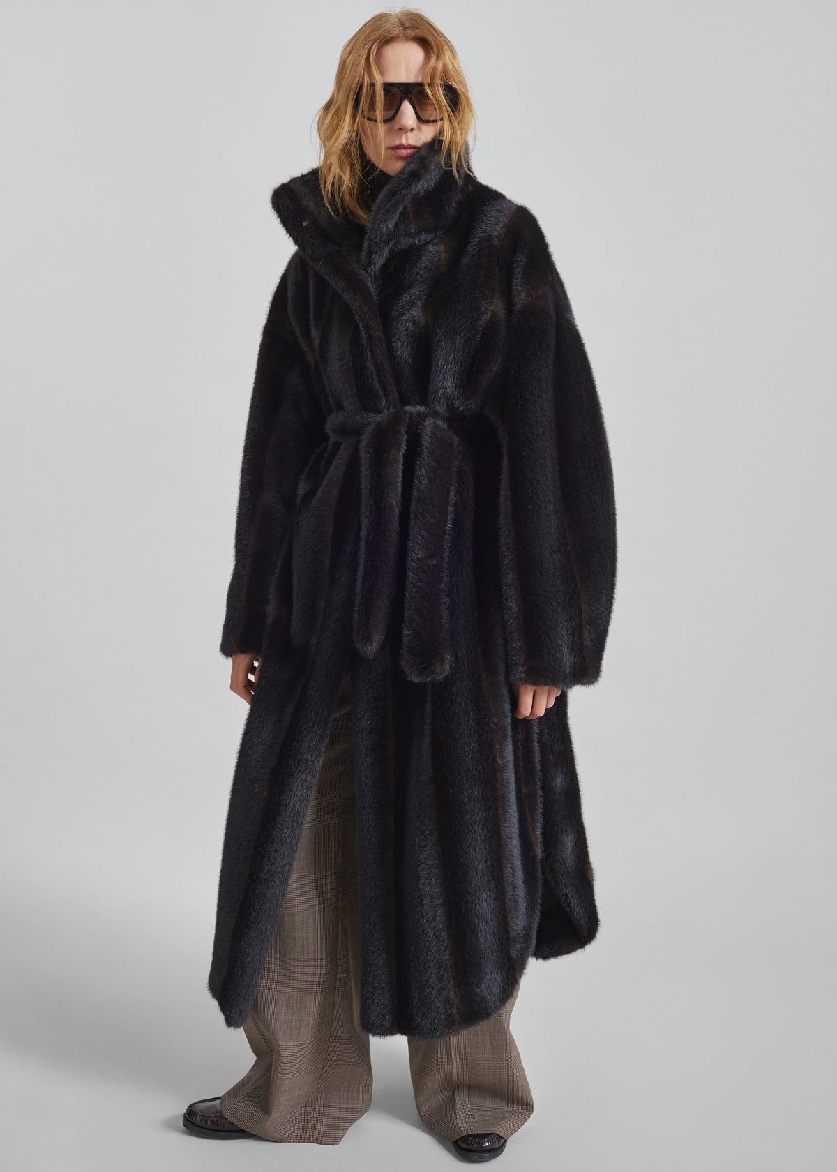 Cappotto a vestaglia Ravello in pelliccia sintetica - Marrone scuro