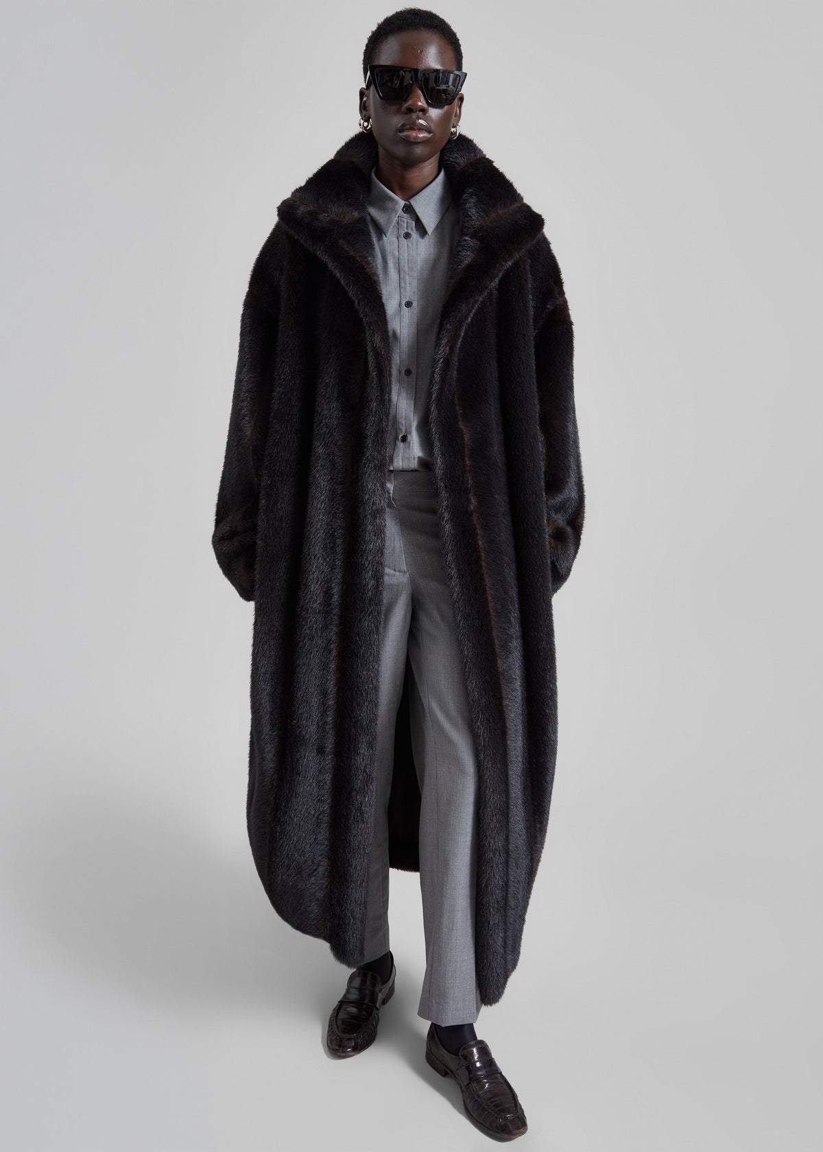 Cappotto a vestaglia Ravello in pelliccia sintetica - Marrone scuro