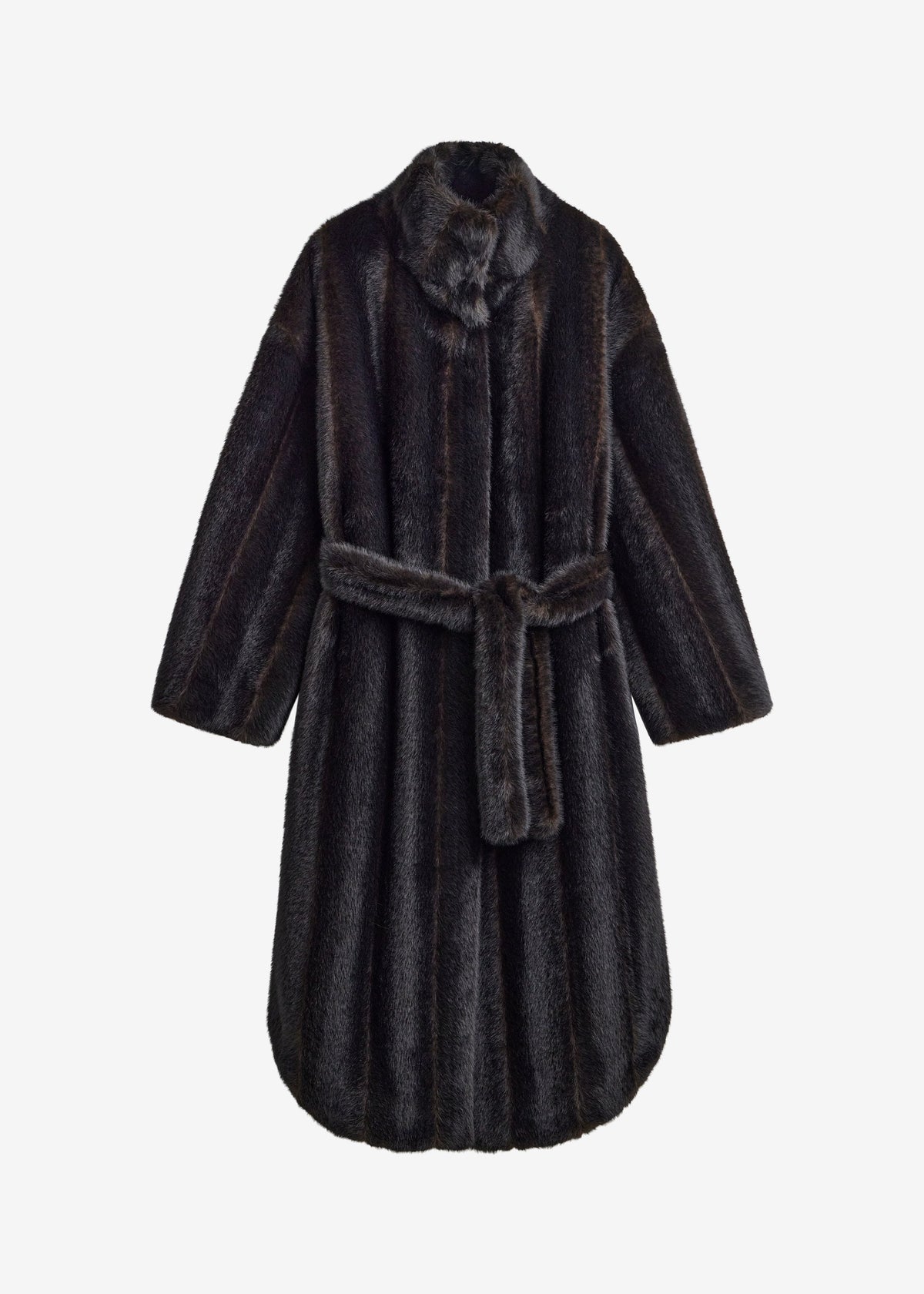 Cappotto a vestaglia Ravello in pelliccia sintetica - Marrone scuro