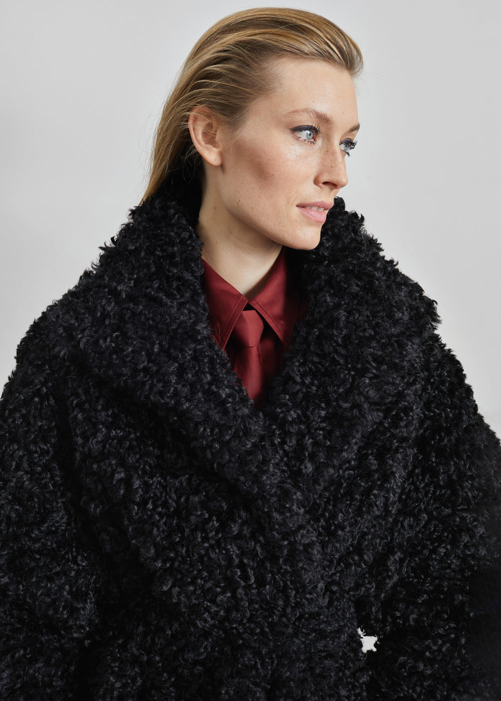 Ravello Faux Shearling Robe Coat - Black - 1