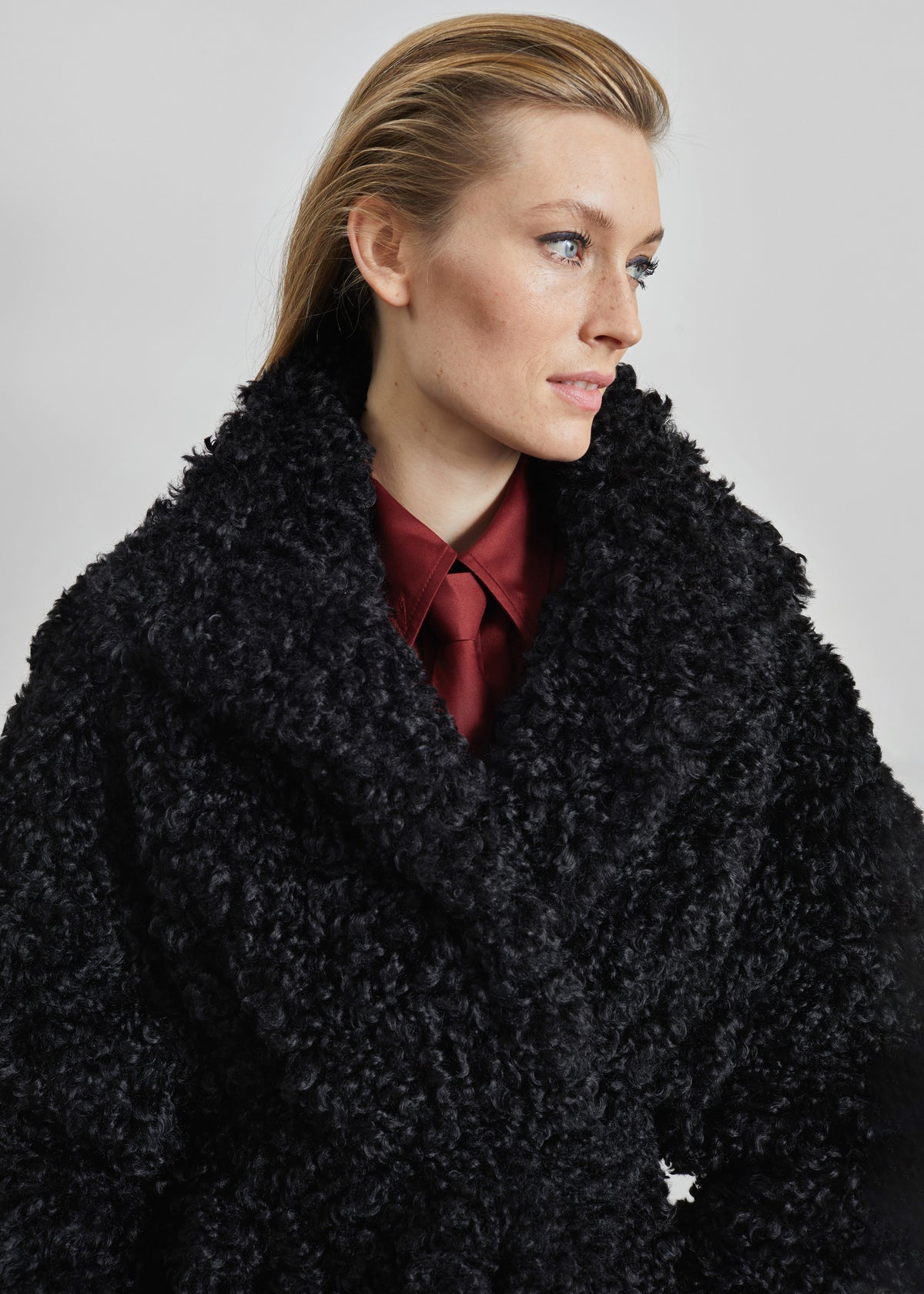 Ravello Faux Shearling Robe Coat - Black - 2