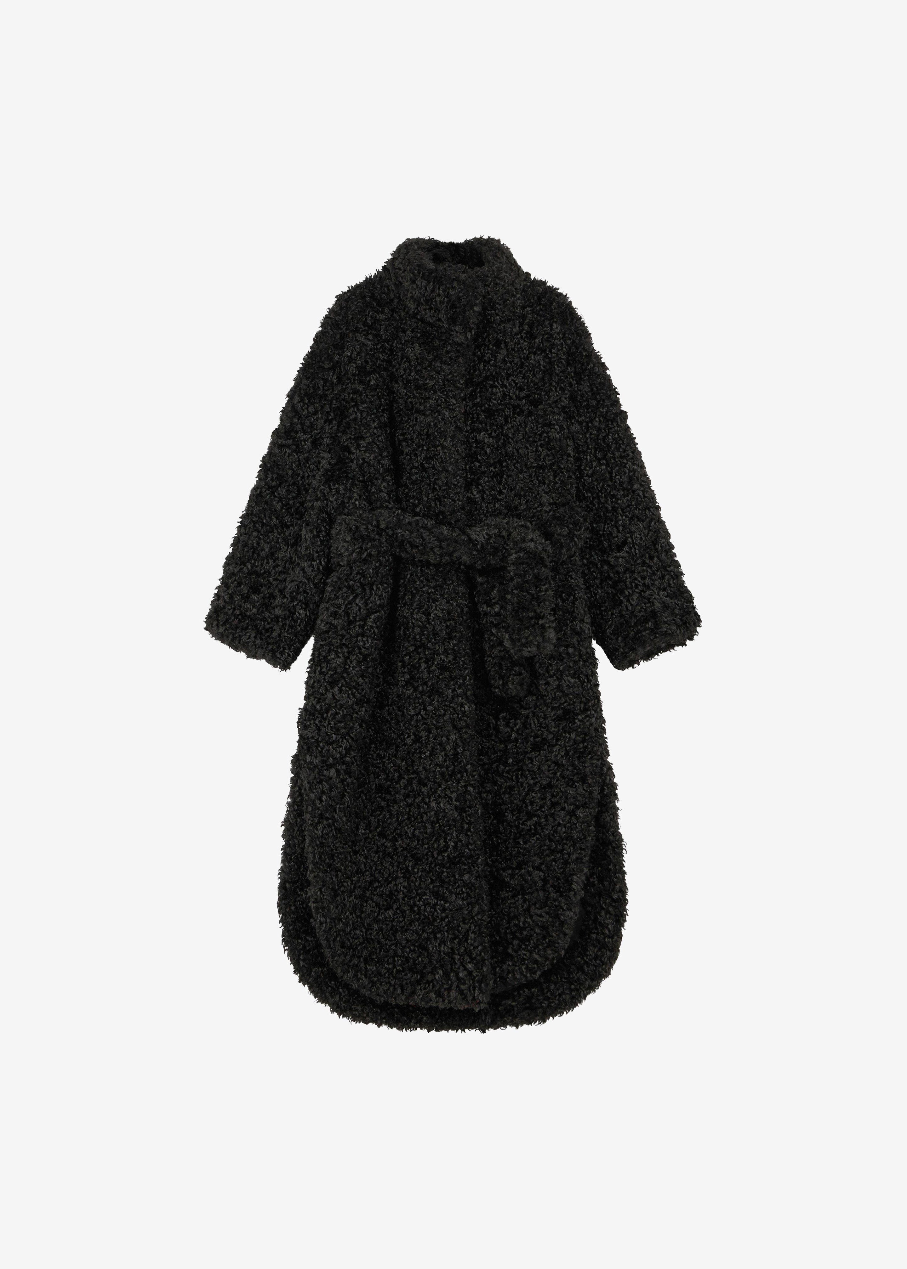 Ravello Faux Shearling Robe Coat - Black - 9
