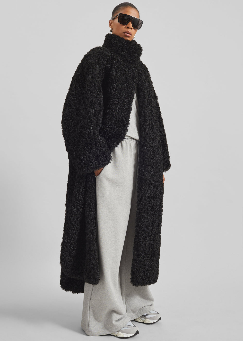Ravello Faux Shearling Robe Coat - Black