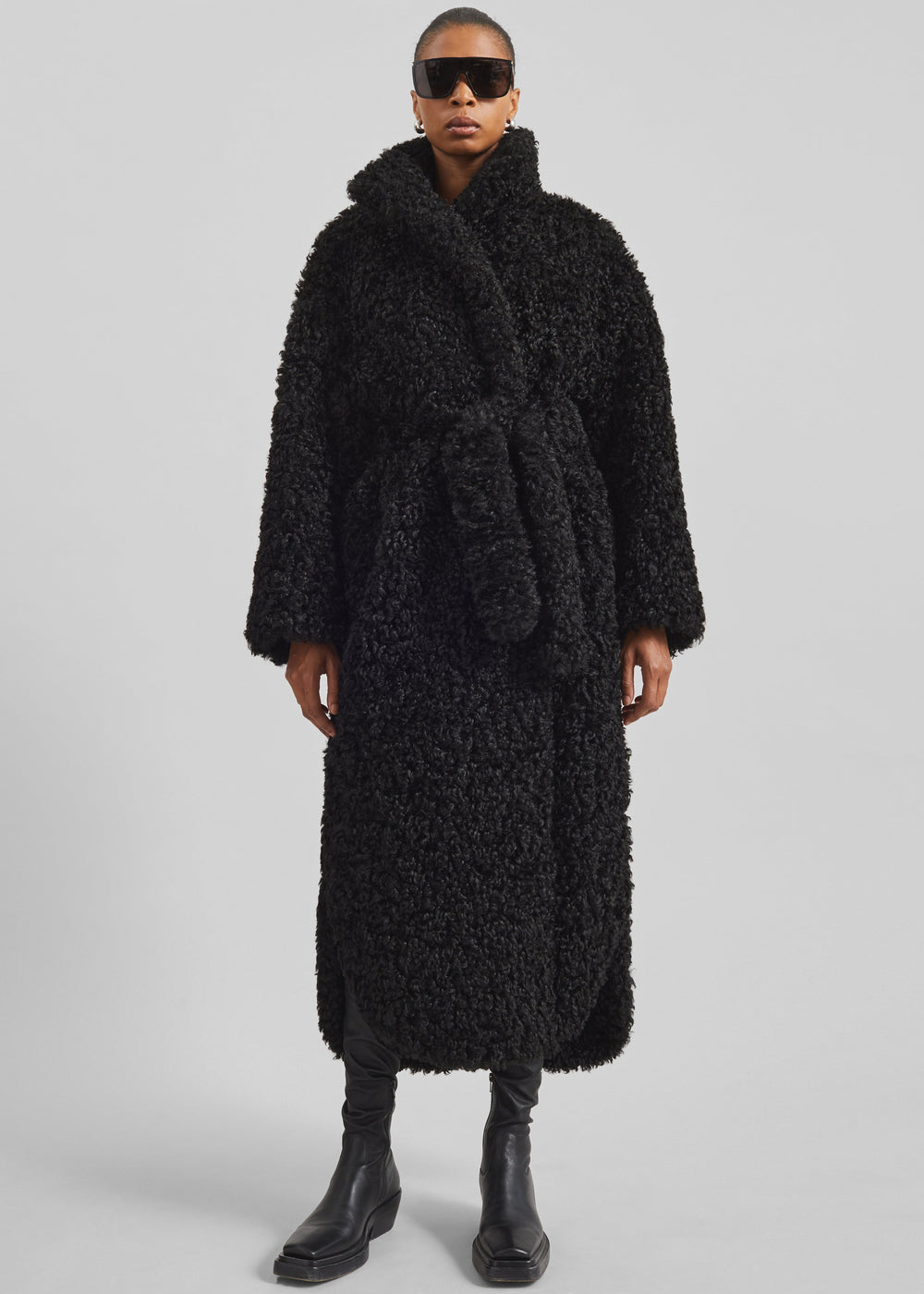 Ravello Faux Shearling Robe Coat - Black