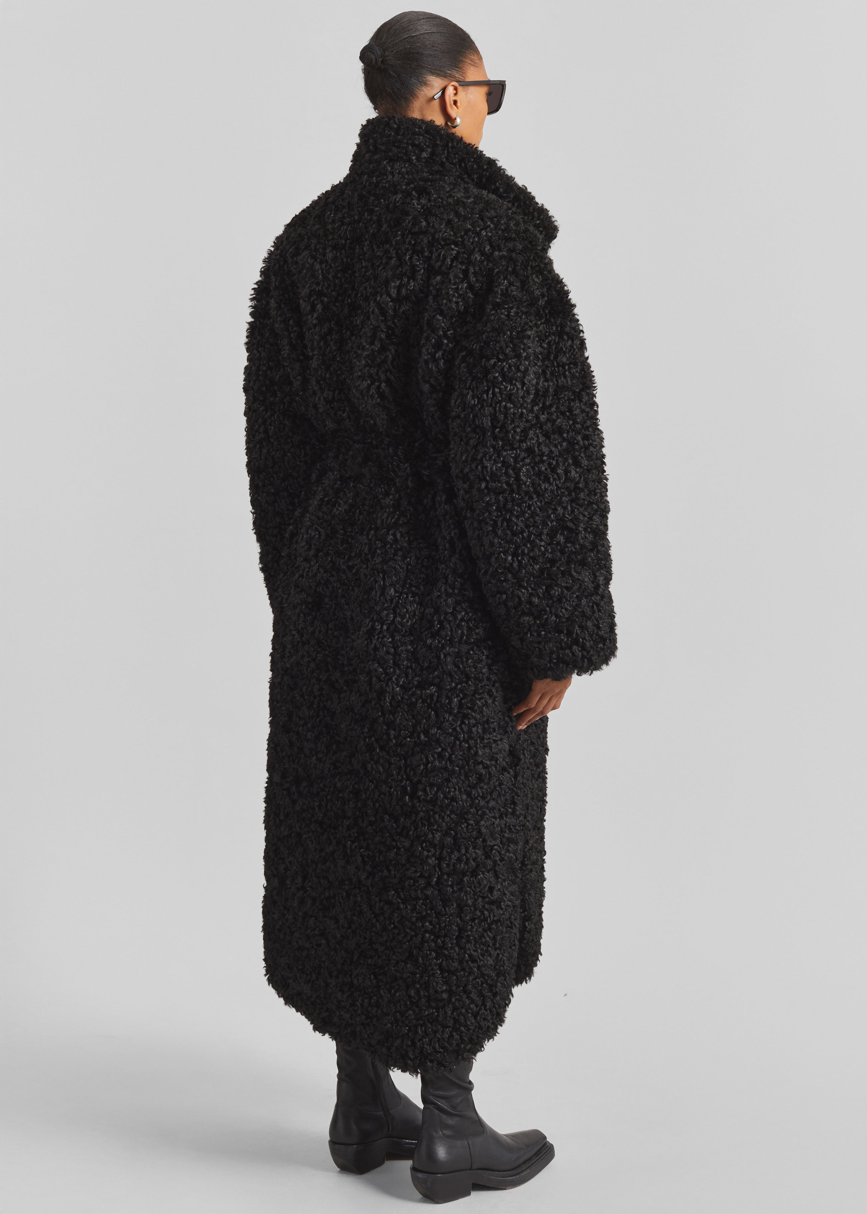Ravello Faux Shearling Robe Coat - Black - 8