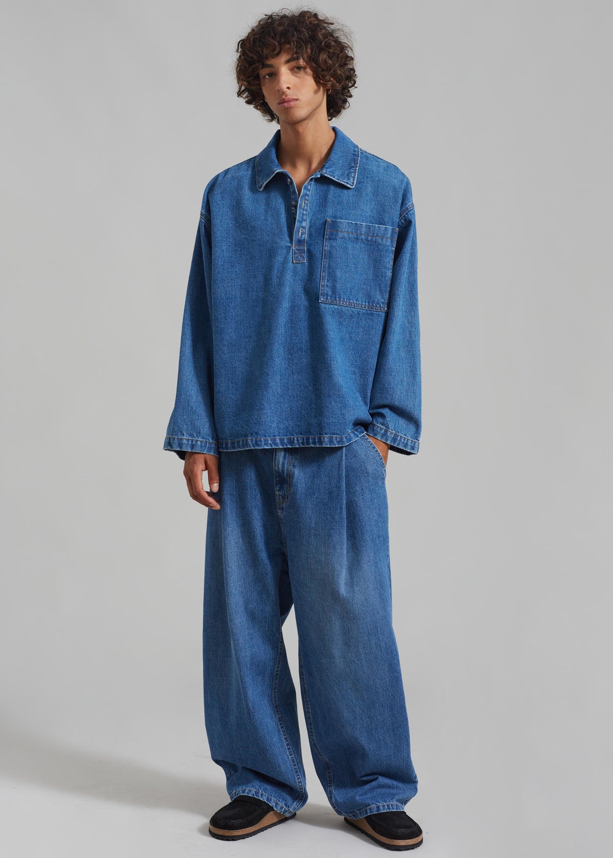 Ray Popover Denim Shirt - Medium Wash - 1