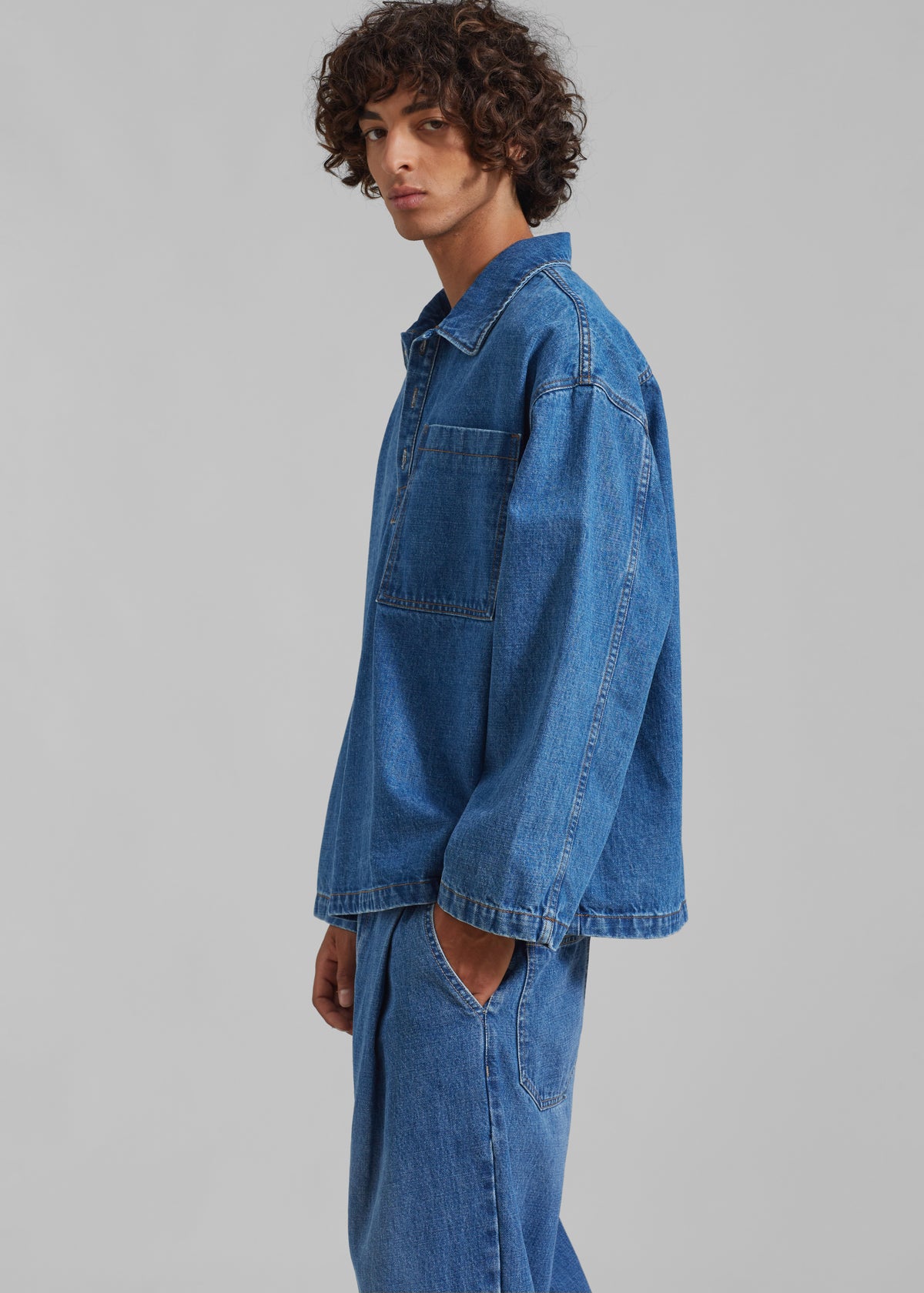 Ray Popover Denim Shirt - Medium Wash - 2