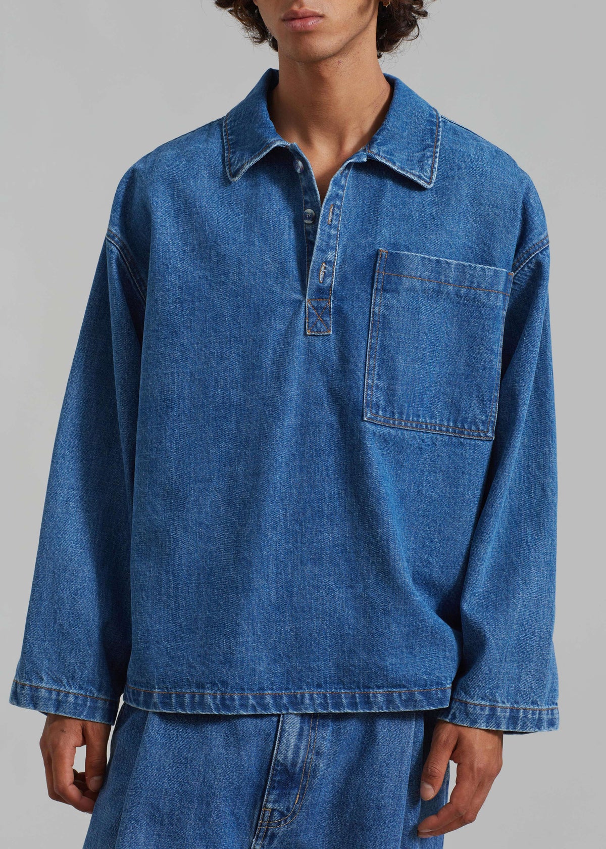 Ray Popover Denim Shirt - Medium Wash - 4