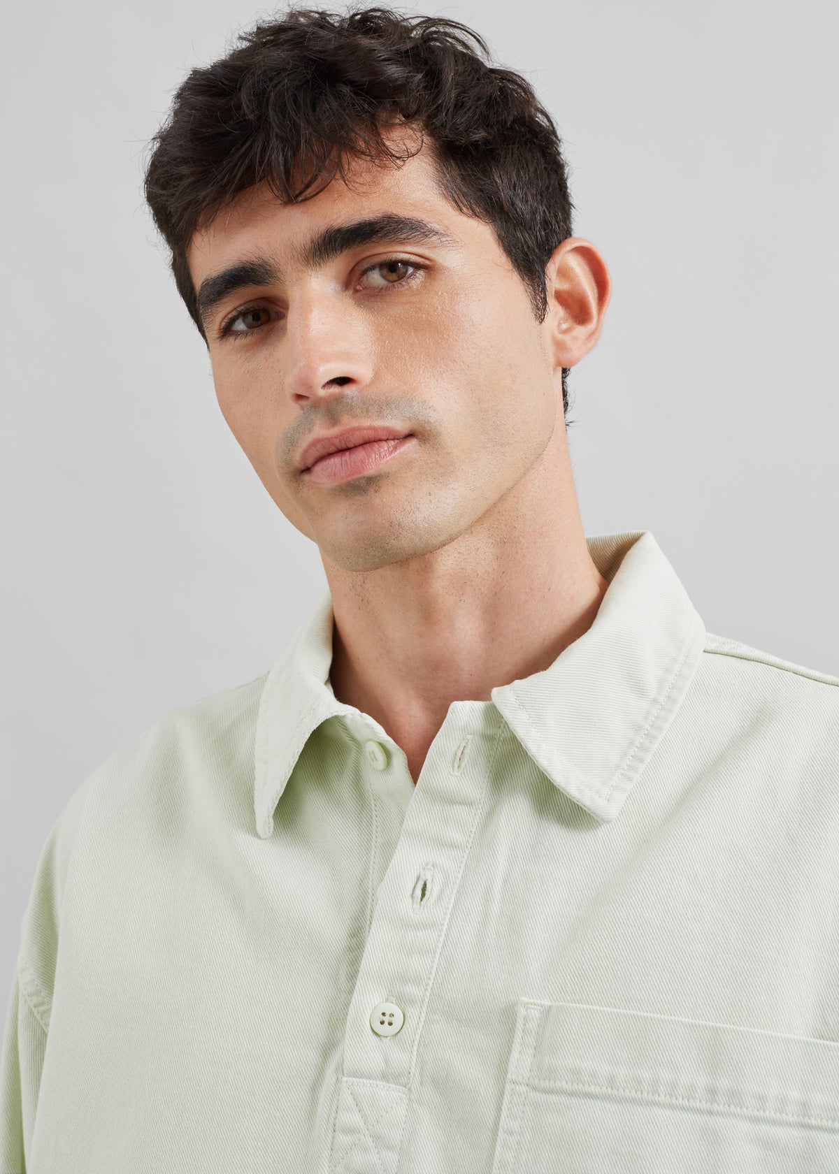 Ray Popover Denim Shirt - Pale Green - 3