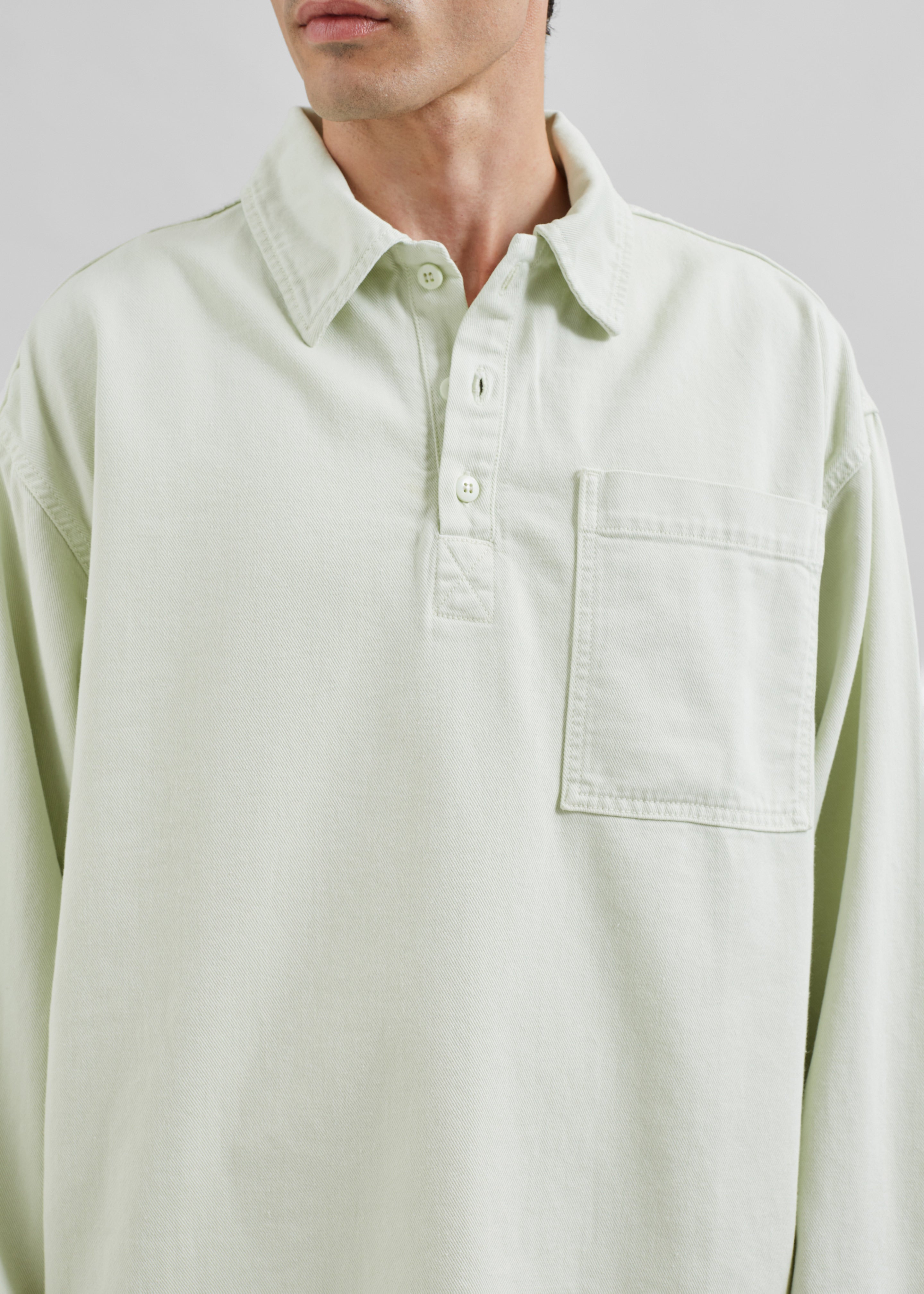 Ray Popover Denim Shirt - Pale Green - 4