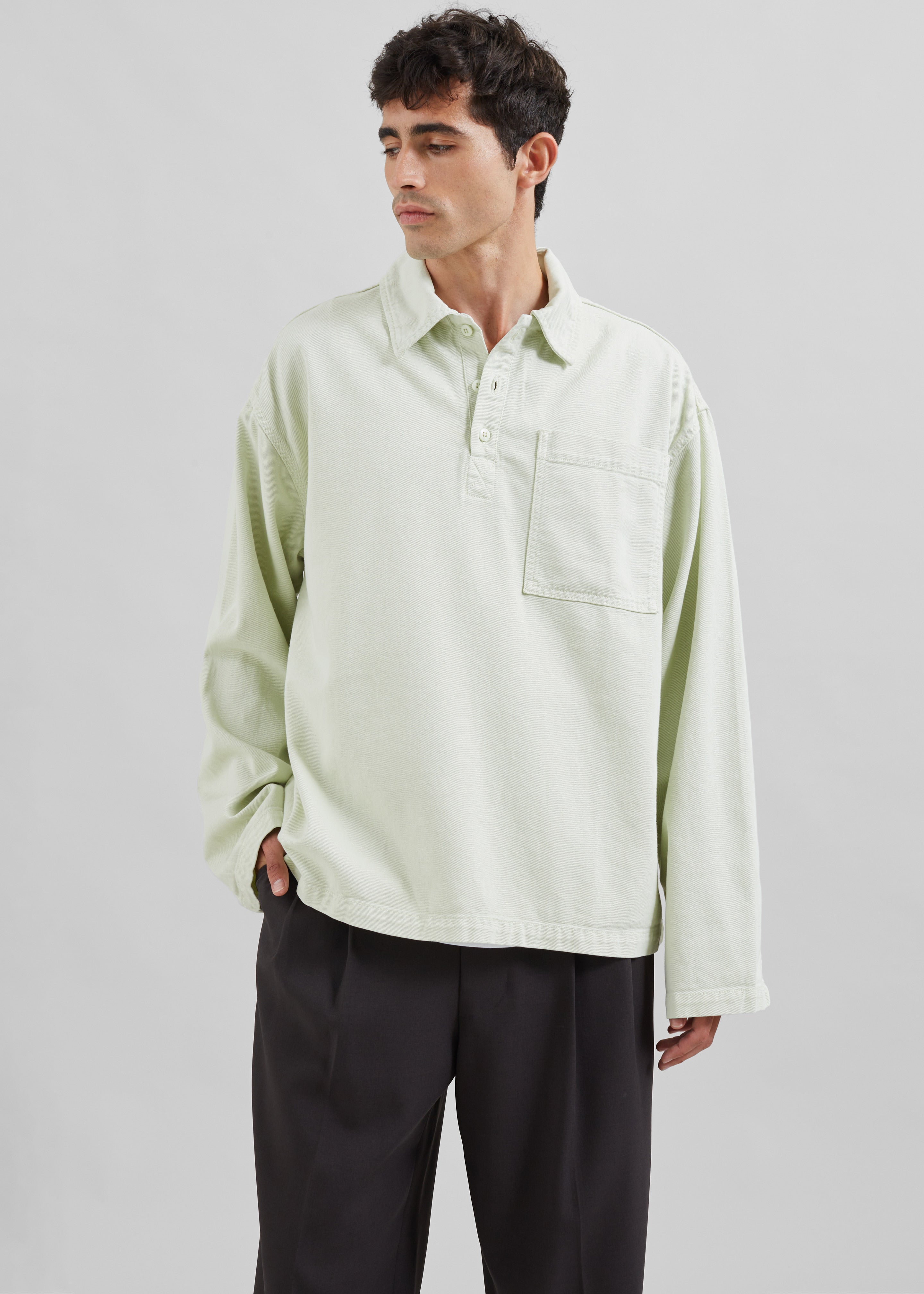 Ray Popover Denim Shirt - Pale Green - 6