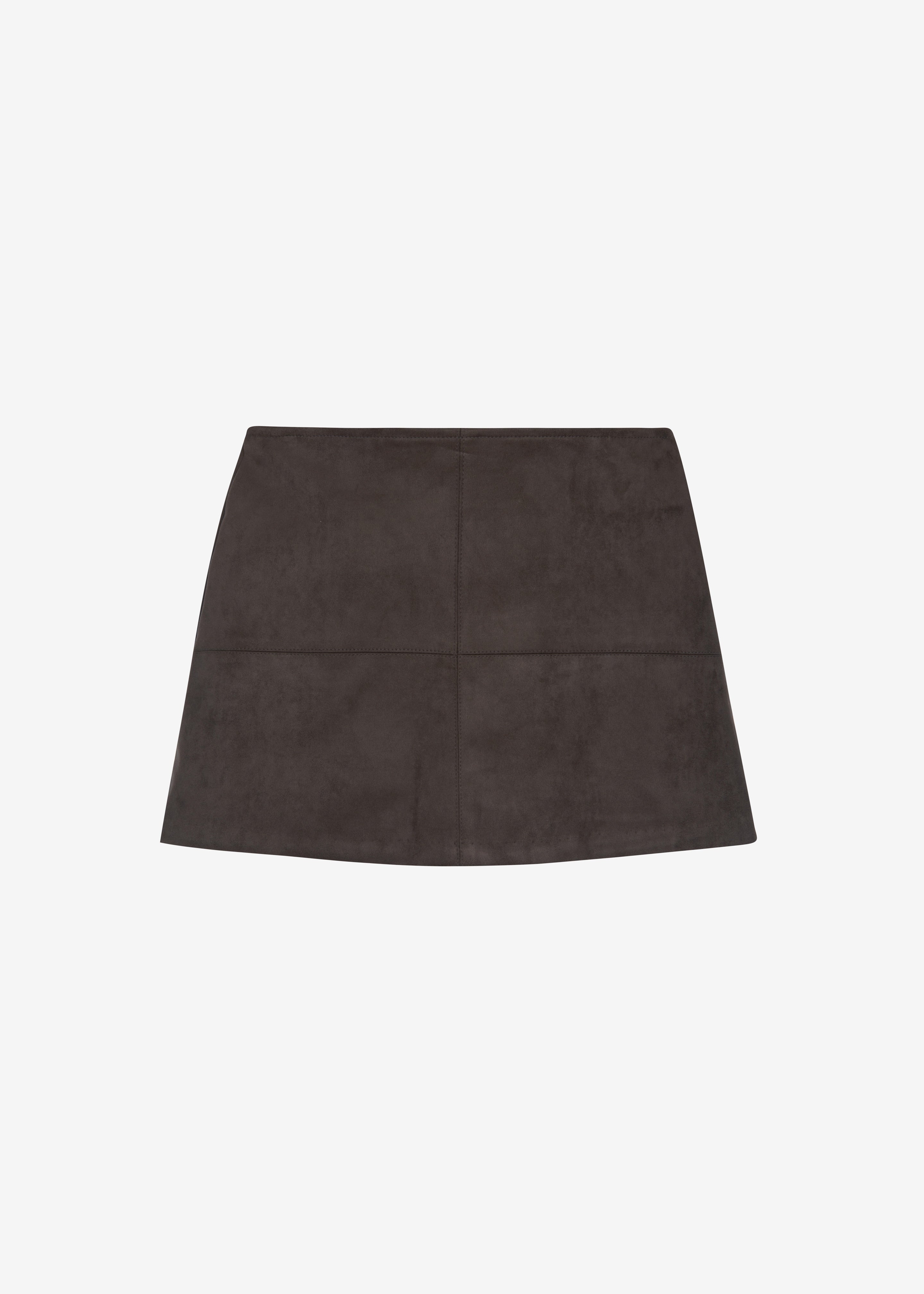 Regina Faux Suede Mini Skirt - Brown - 15