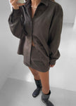 Regina Faux Suede Shirt - Brown