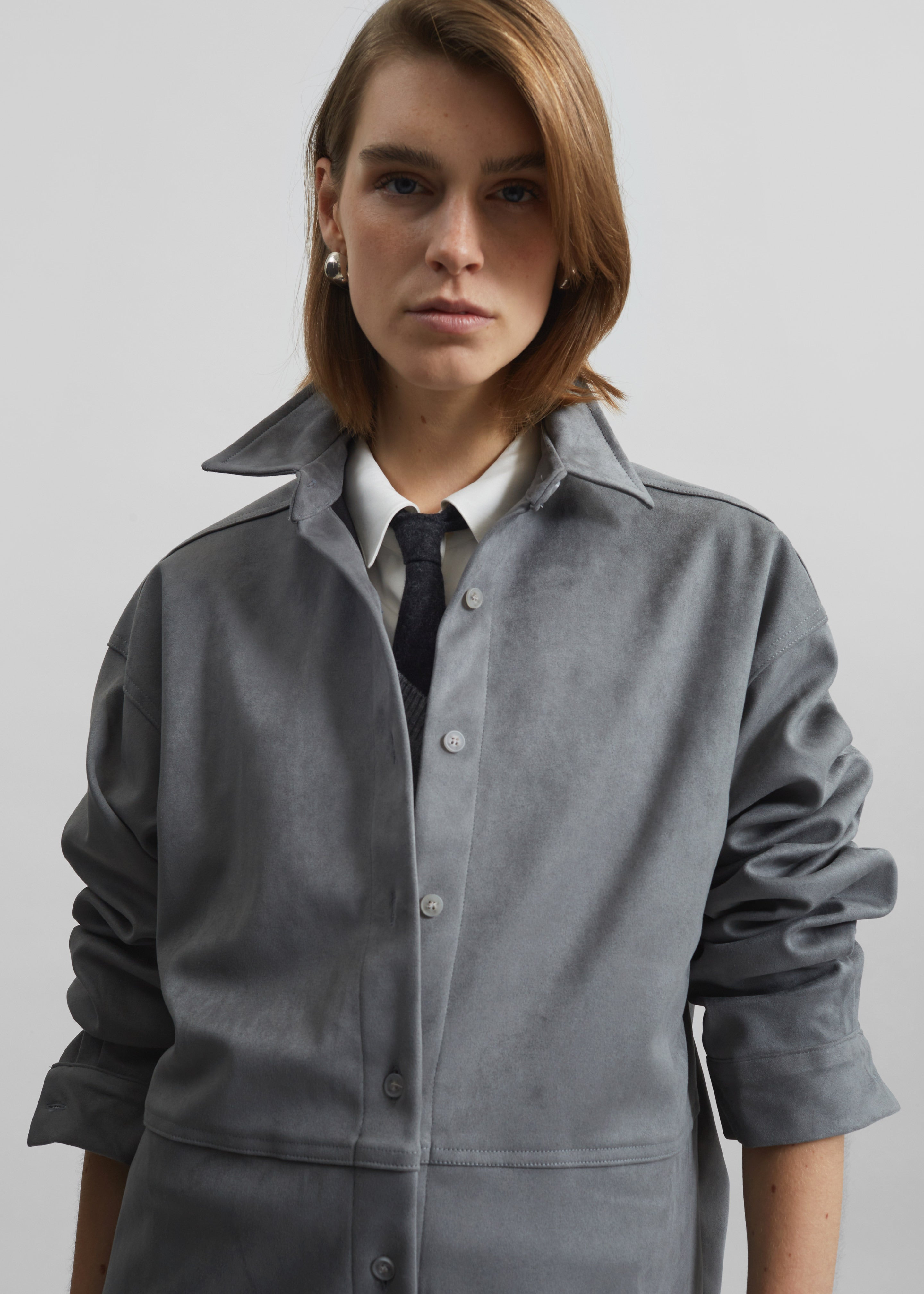 Regina Faux Suede Shirt - Slate Grey - 6